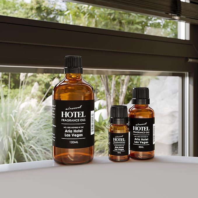 AirScent Hotel Diffuser Oil Inspired by Aria Hotel's Asian Garden Scent - Premium Fragrance Oil No. 1003 for Ultrasonic and Waterless Diffusers and Crafting - 120 mL, 4 fl oz Glass Bottle with Dropper