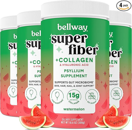 Bellway Super Fiber Powder + Collagen (4 Pack), (42.4 oz)