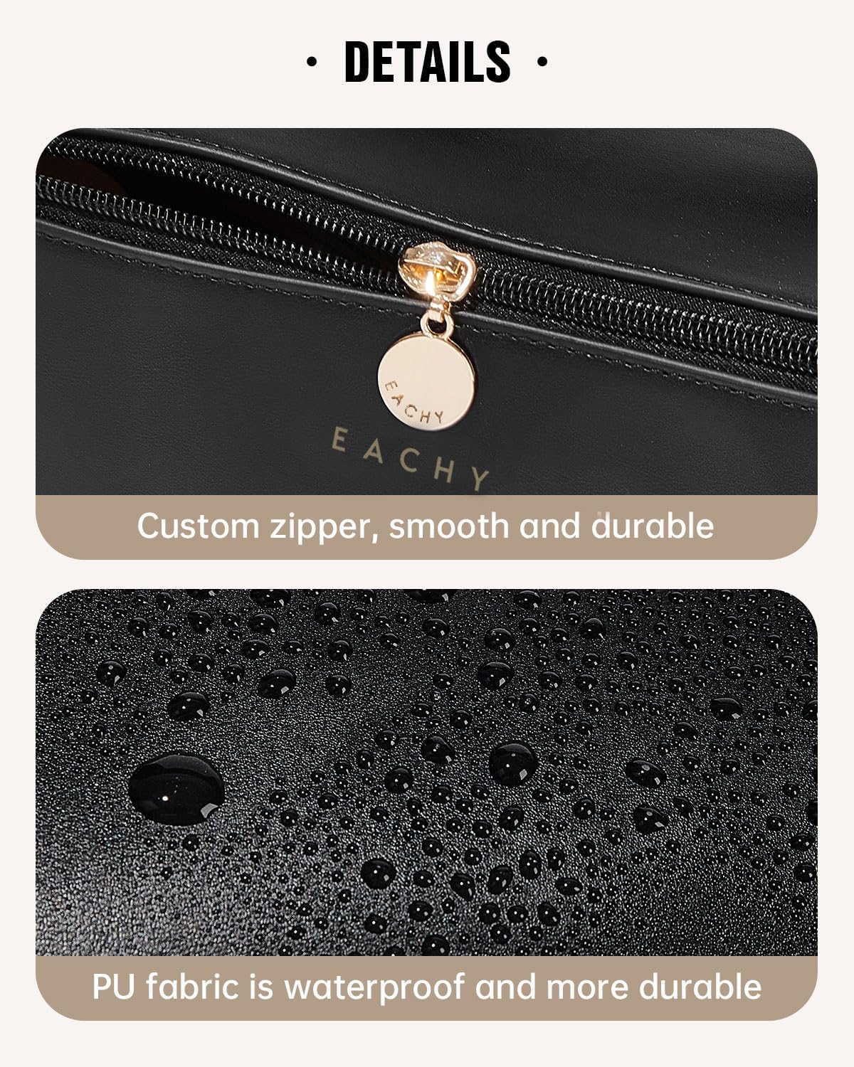 EACHY Travel Makeup Bag,Large Capacity Cosmetic Bags for Women,Waterproof Portable Pouch Open Flat Toiletry Bag Pattern Makeup Bag