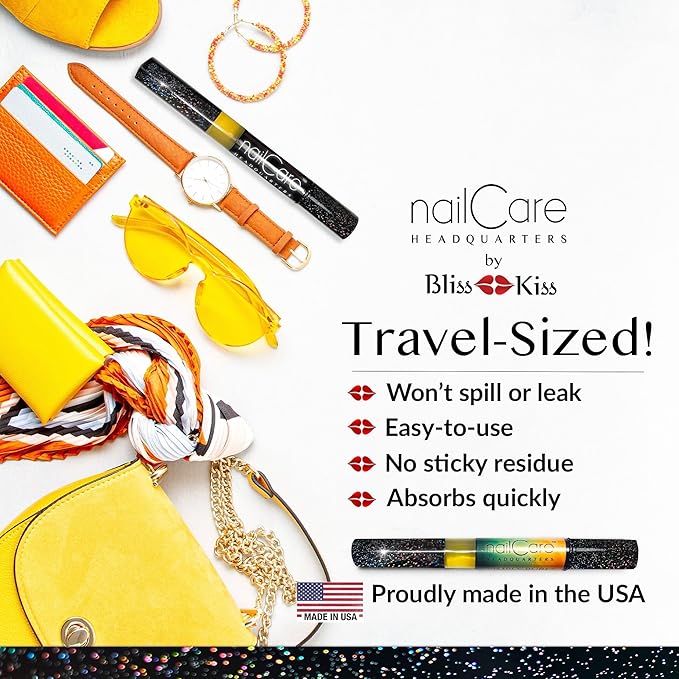 Cuticle Oil Pen for Nails - Nail Strengthener & Growth Oil and Serum for Damaged Nails, Hangnails w/Jojoba cuticle oil—Bali Mango Fragrance - Holographic Glitter Pens 4-Pack