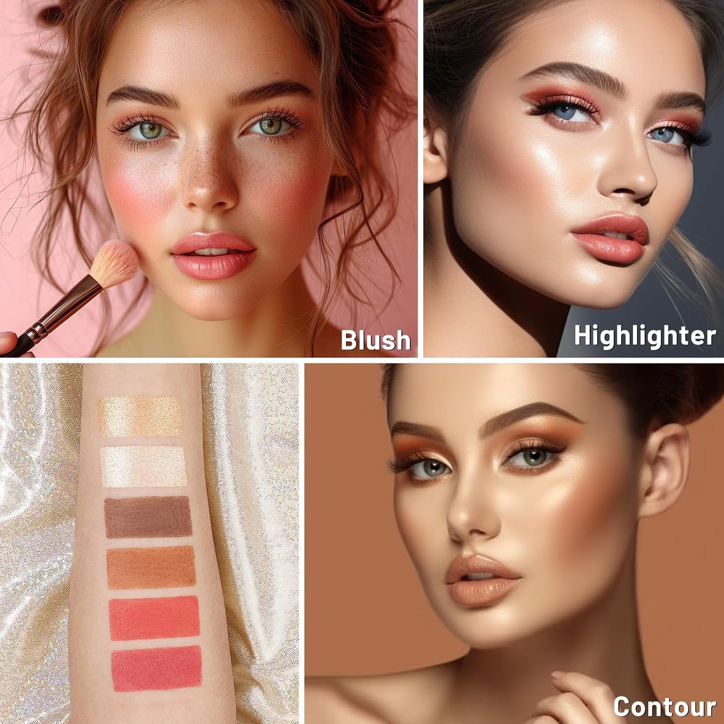 Black Grey Eyeshadow Makeup Palette + 15 Brushes Set, 86 Colors Matte Glitter Highly Pigmented Long Lasting Eye shadow, Blush, Contour, Highlighter All in One Make Up Kit for Halloween & Daily Use