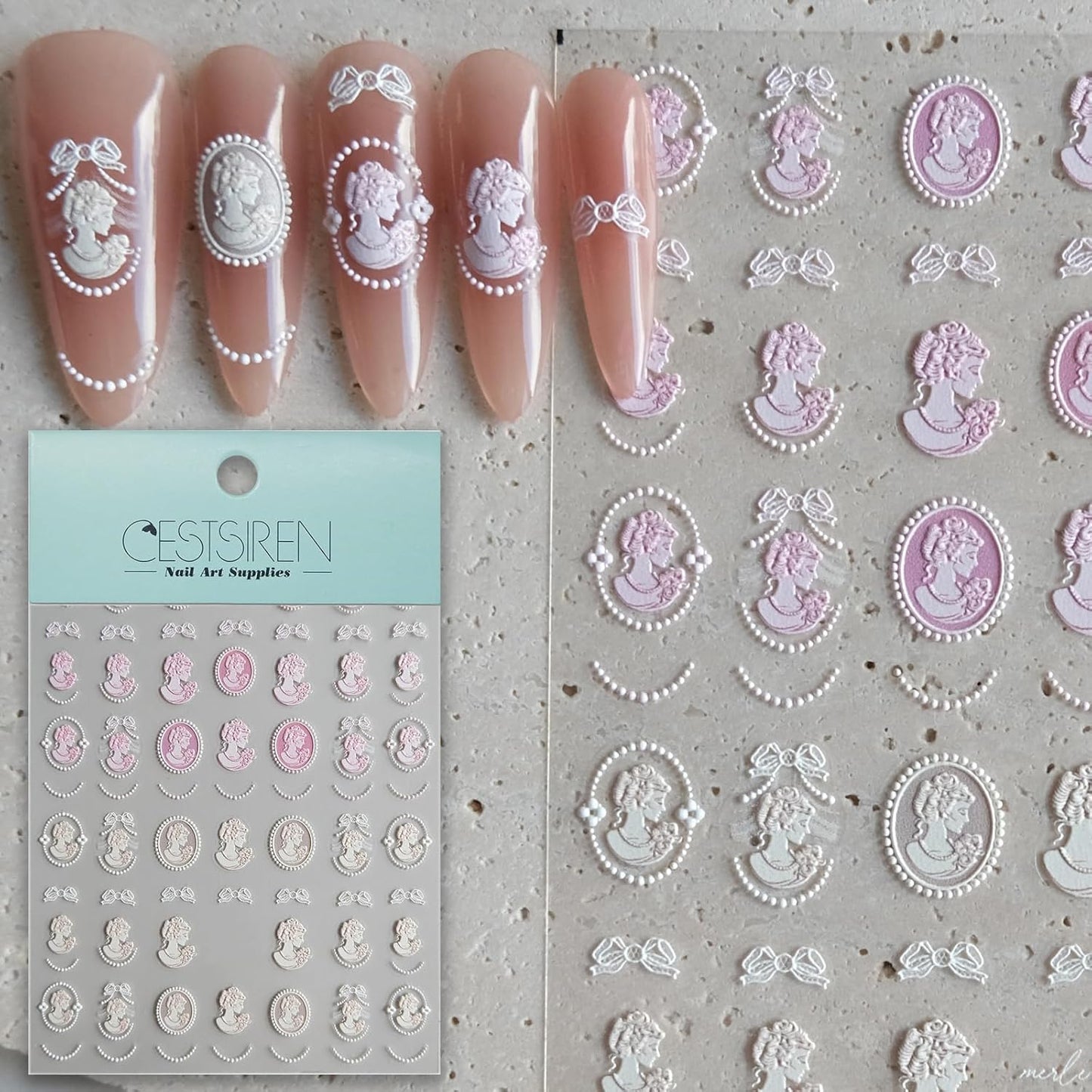 Head Sculpture Nail Art Stickers, Embossed Vintage Decals for Design, Self-Adhesive Accessories for Women, Nail Supplies