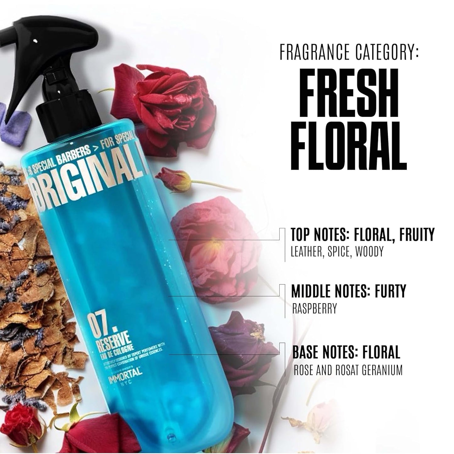 Immortal NYC Reserve 07, After Shave Spray Body/Face Men's Cologne, 17 oz - Exclusive Barbers - Softens Skin - Refreshes/disinfects and Relieves Face and Skin - Moisturizing Formula After Shaving