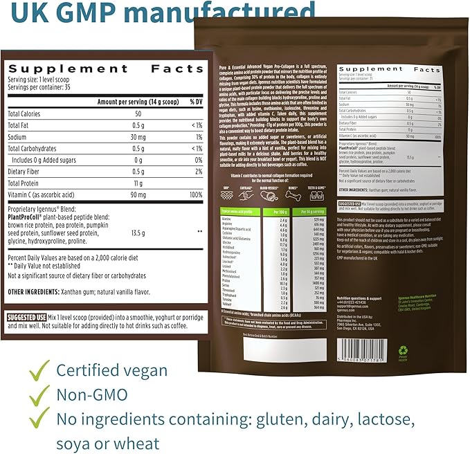 Vegan Vanilla Collagen Protein Powder & Vegan Omega-3 Bundle, Complete Collagen Boosting Formula & Sustainable Algae Oil 1340mg, by Igennus