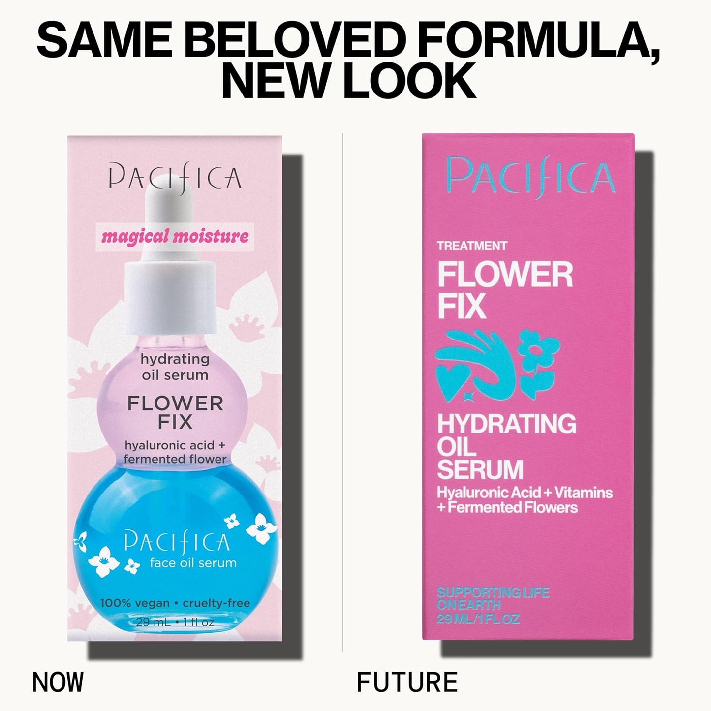 Pacifica Face Oil Serum - Flower Fix Bi-Phase Hydrating Skin Barrier - w/Hyaluronic Acid & Natural Botanical Ingredients - for Dry Sensitive Skin Vegan & Cruelty-Free Dermatologist Approved