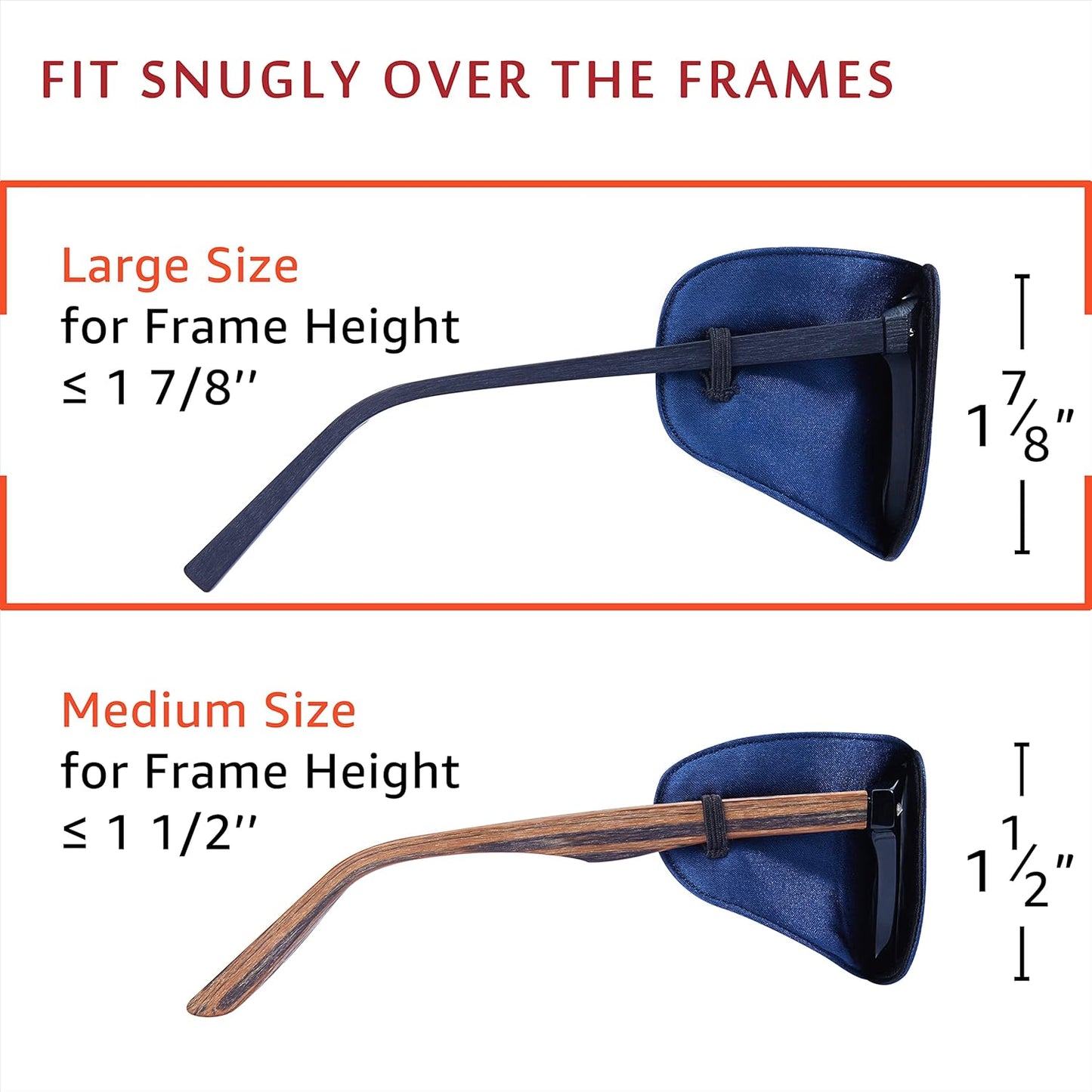 Astropic Large Silk Eye Patch for Adults Kids Big Glasses to Cover Either Eye (Large, Navy Blue)