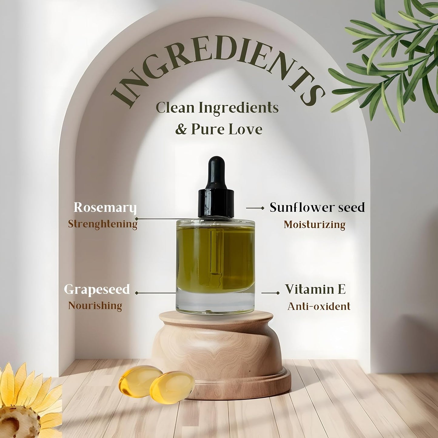 Rosemary Revival Oil Organic – Nourishing Hair & Scalp Oil – Hydrating Botanical Blend with Vitamin E – Conditions, Softens & Adds Shine – Hair Serum for Dry or Damaged Hair – 1.7oz – The Oily Tonic