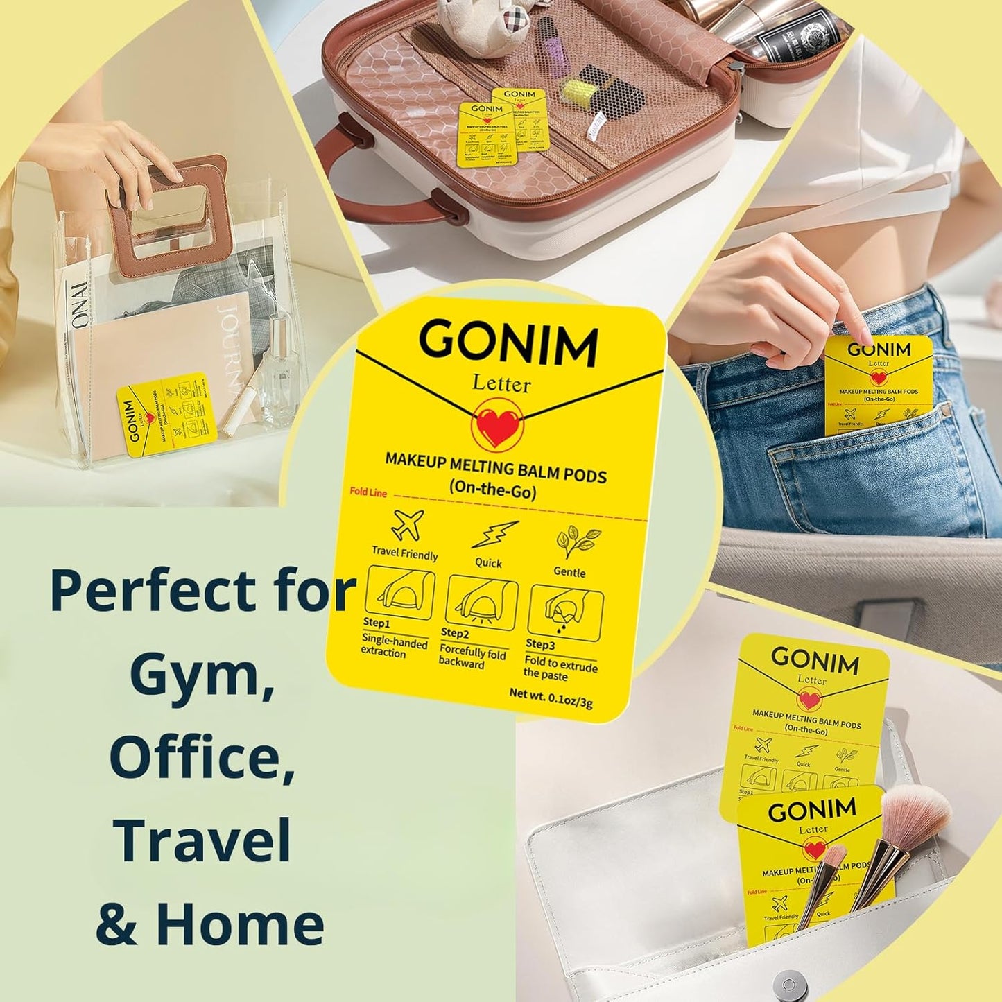 GONIM Cleansing Balm Makeup Remover, Hydrating Facial Cleanser for On-the-Go, Makeup Remover Melting Balm, Travel Size Mini Makeup Cleansing Oil, Travel Essentials for Women, Soothing 3gx15pcs