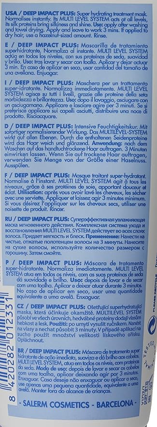 SALERM - Hydrating Hair Mask - Deep Impact Plus - 200 ml - Deep Hair Hydration - For Use After Keratin Shot + Keramix Treatment - Smooth and Straight Hair