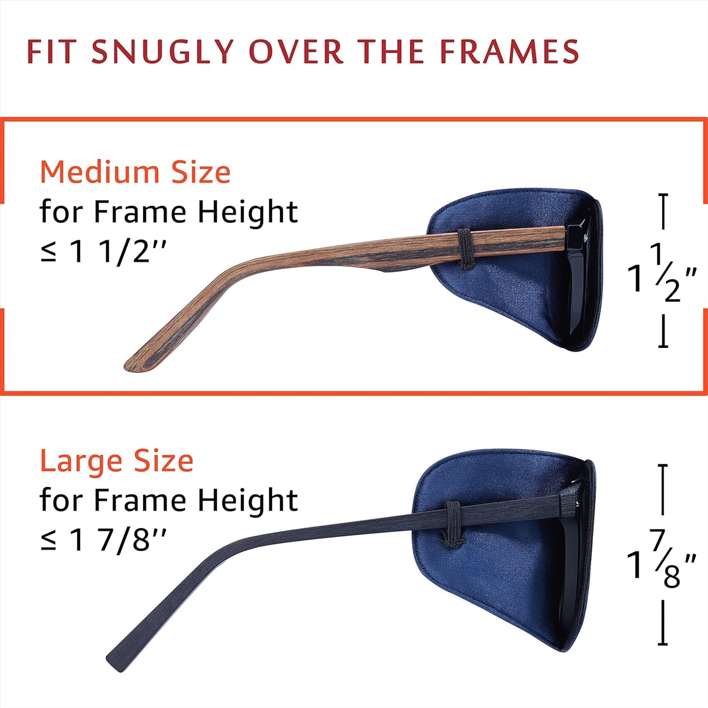 Astropic 2Pcs Silk Eye Patches for Adults Kids Glasses to Cover Either Eye (Medium, Navy Blue)