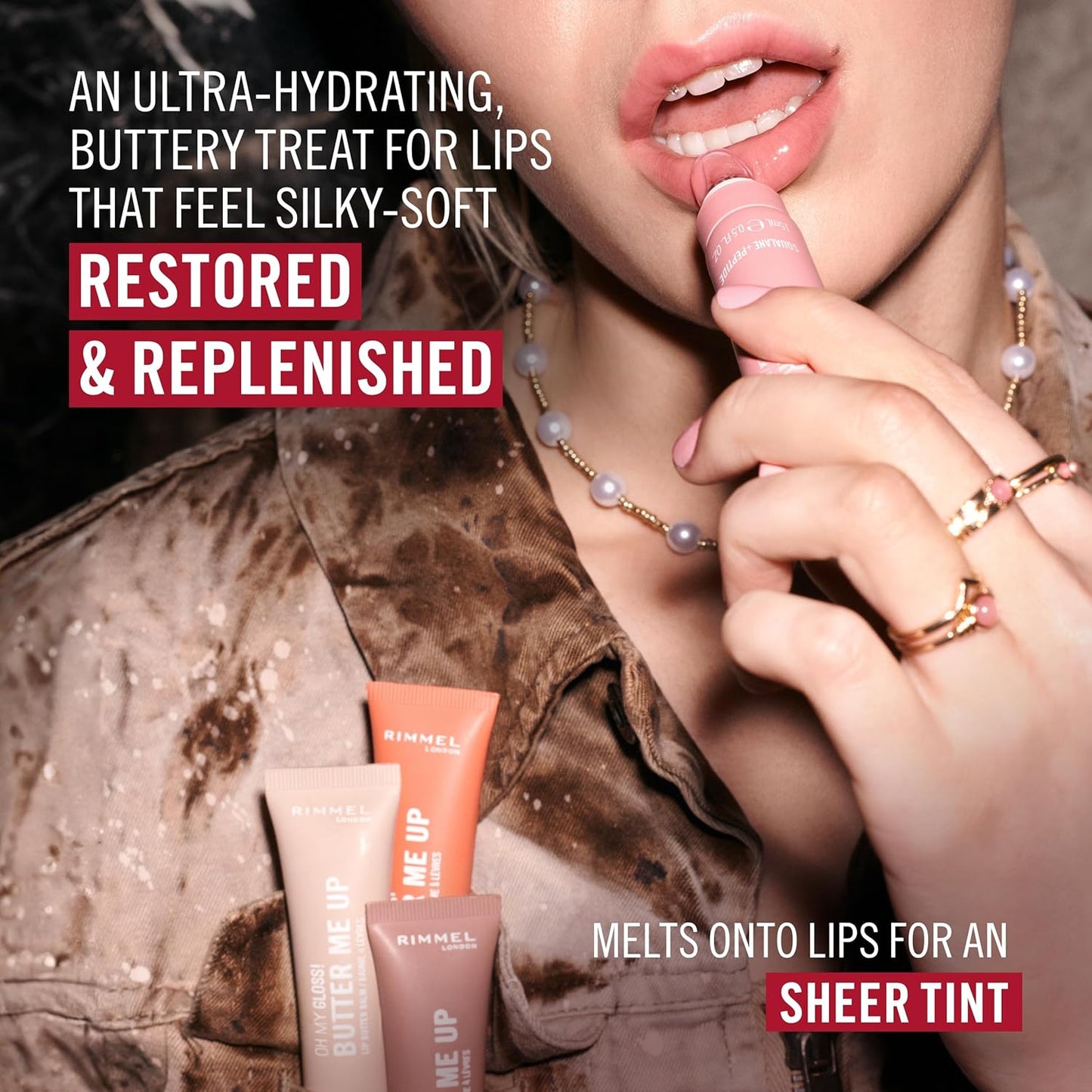 Rimmel London Oh My Gloss Butter Me Up Lip Butter Balm 001 Vanilla Frost, Hydrating Lip Balm, Tinted Lip Balm, Lip Care, Hydration, Nourishing, Squalene