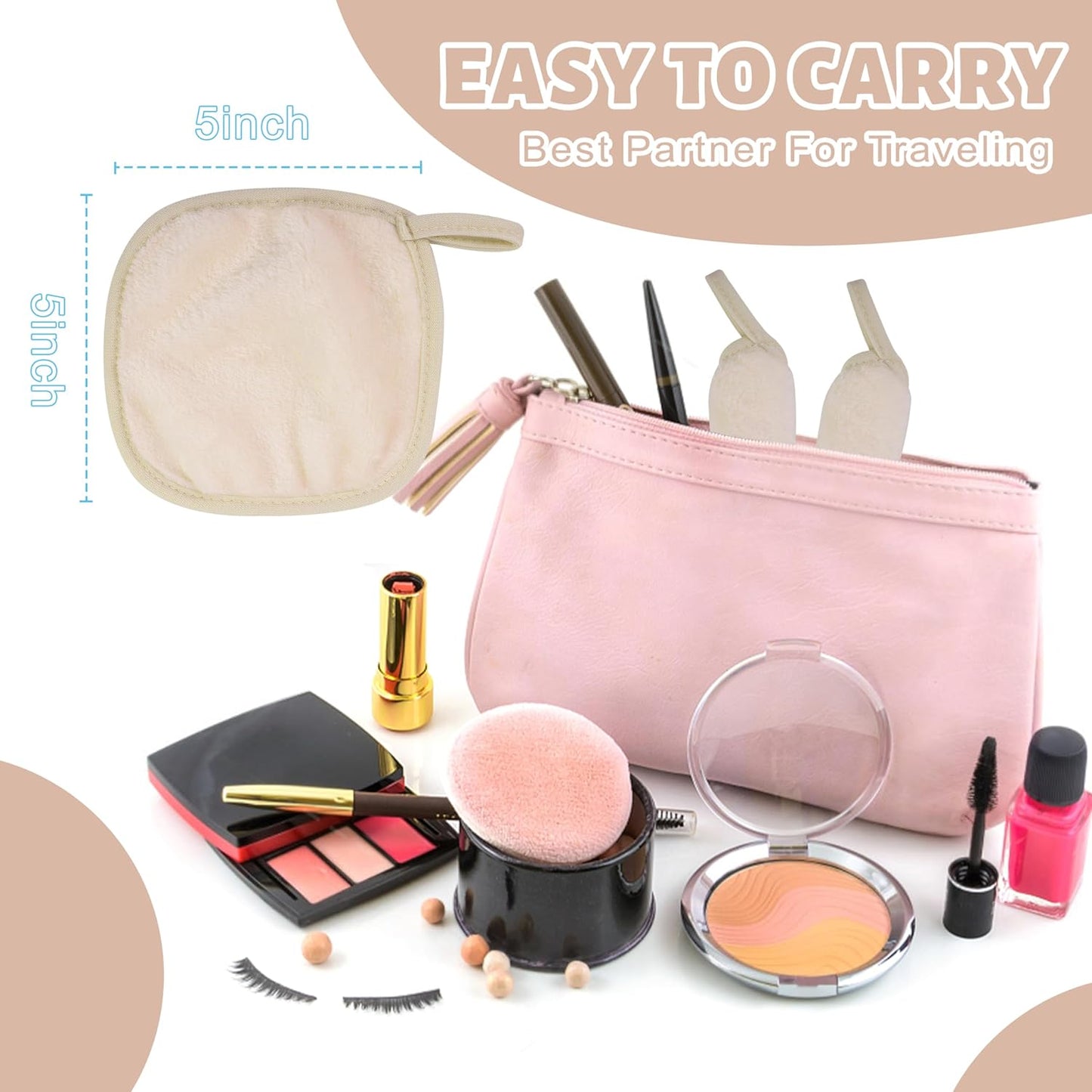 15 Pcs Reusable Makeup Remover Cloths, Ultra Soft Makeup Eraser Cloths for Face, Microfiber Makeup Remover Towels for All Skin Types, 5" x 5", Multicolor