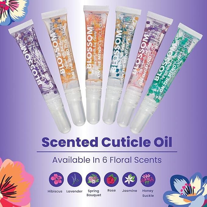 Blossom Cuticle Oil Pen for Nails, On the Mend Scented Travel Nail Oil for Growth and Strength, Infused with Real Flowers 0.34oz, Honeysuckle