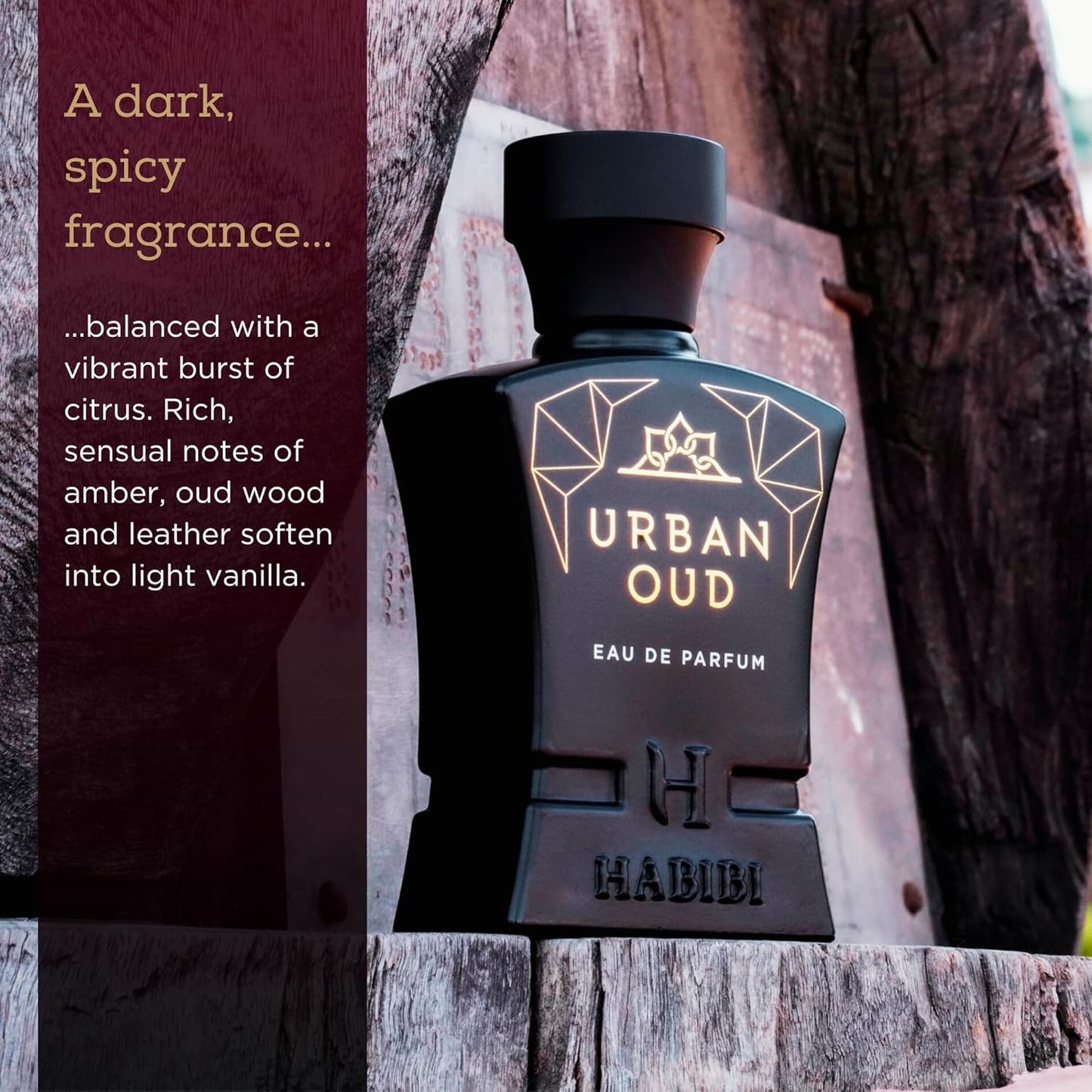 H HABIBI Urban Oud Perfume for Men – 2.5 oz (75ML) Long Lasting Arabian Cologne, Woody Citrus Oud Men Perfume, Luxury Fragrance Gift for Special Occasions