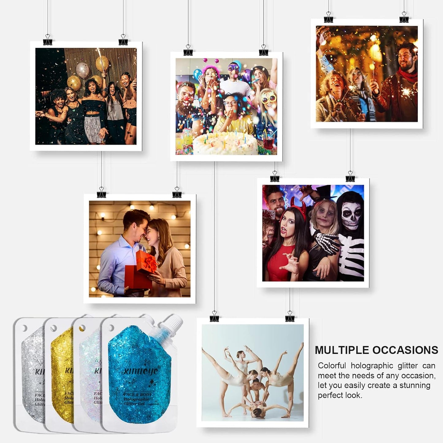 Holographic Face Glitter Gel Body Shimmer Makeup for for Hair, Face, Clavicle, Arm, Nail, Eyeshadow, Long Lasting Waterproof Mermaid Sequins Party Glitter for Rave Festival, 1.35oz (Illusion Purple#3)