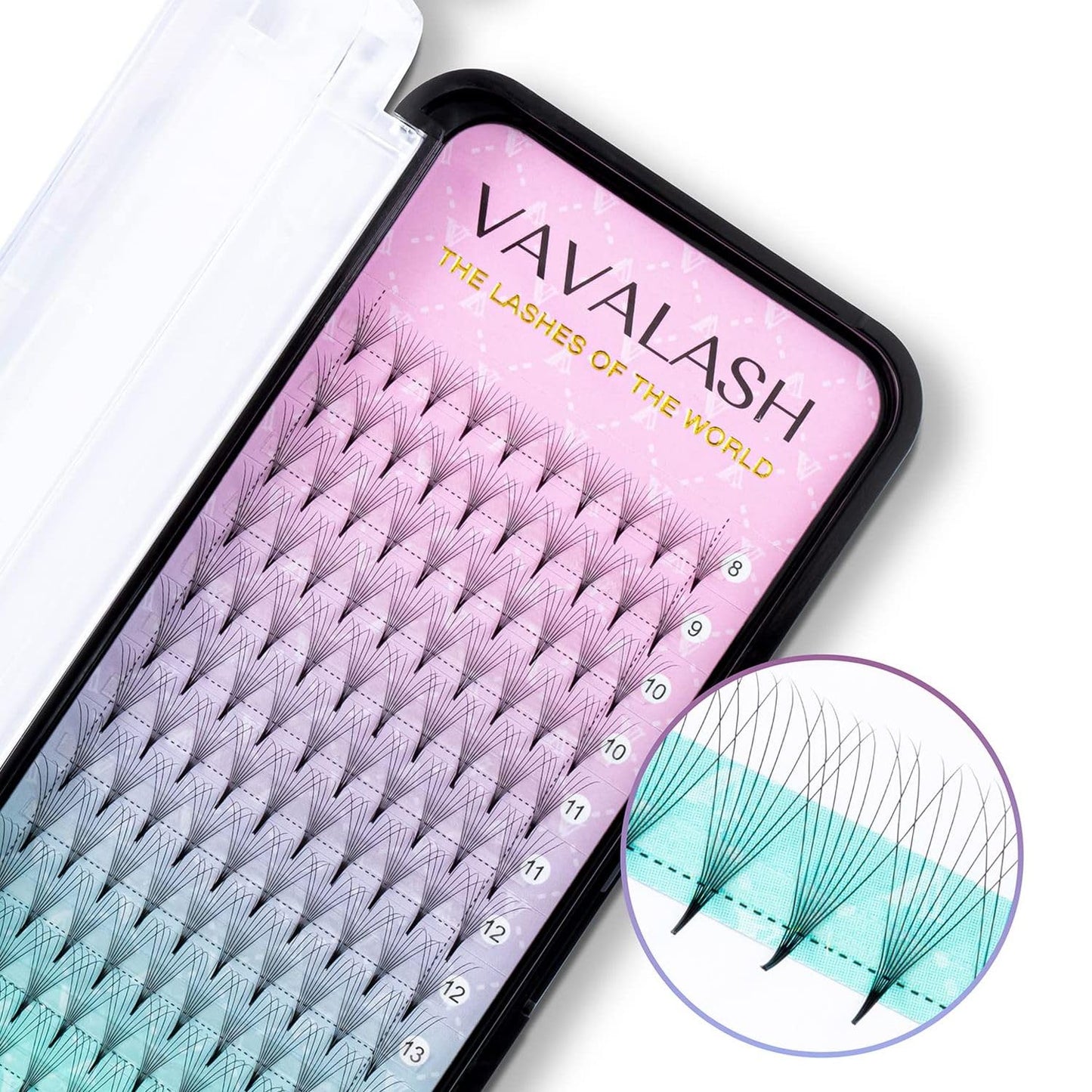 Russian Volume Lash Extensions - 3D, 4D, 5D, 6D, 8D, 9D, 10D Thickness 0.07/0.1 C/D Curl Eyelashes Heat Bonded Premade Fans Middle & Long Stem Supplies (Middle Stem 8D-0.07-D-8-15mm)