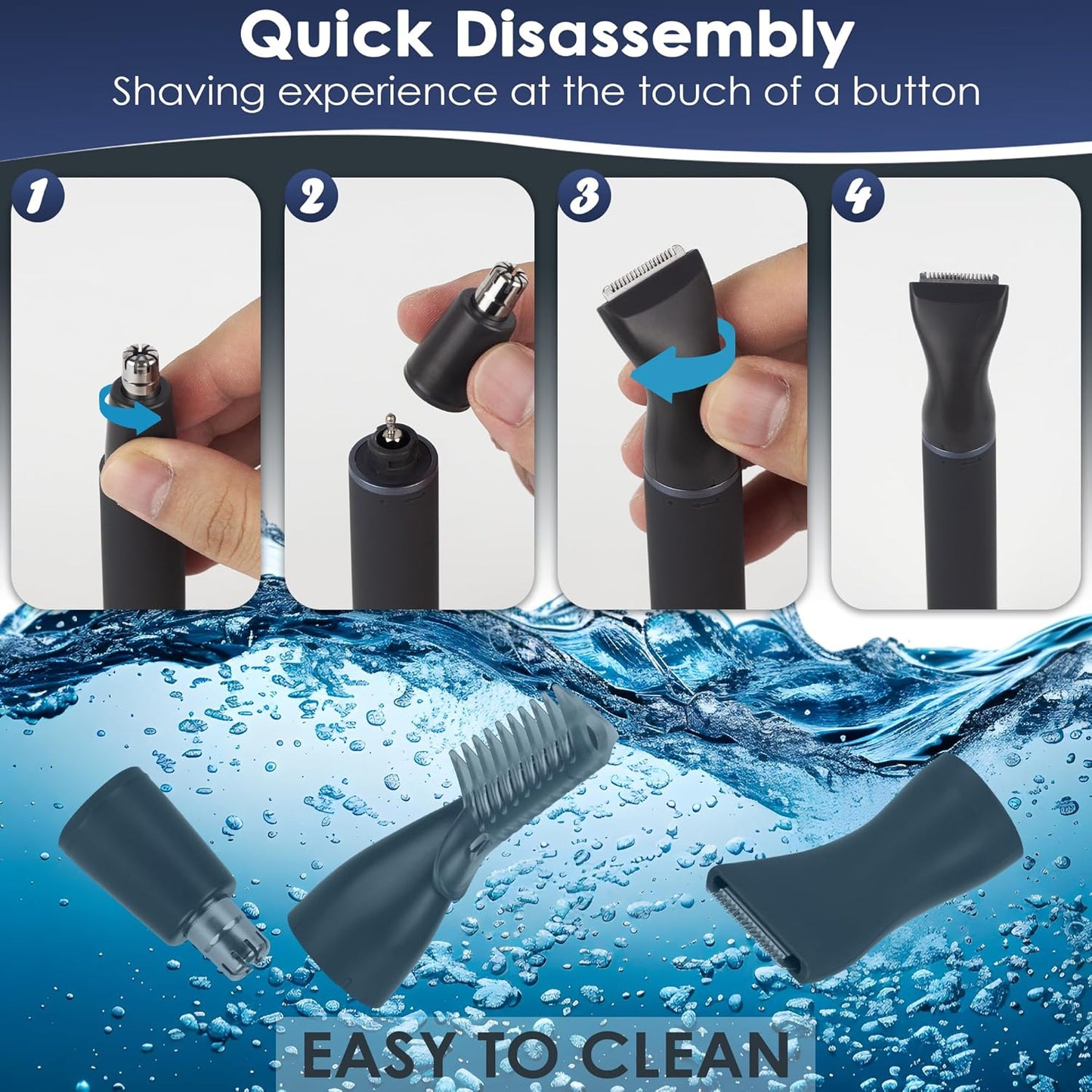 Nose Hair Trimmer for Men and Women, Painless 3 in 1 Men's Ear and Nose Hair Trimmers, 2025 USB-C Rechargeable Facial & Body Detail Hair Trimmer Clipper with High Speed and Dual-Edge Blades