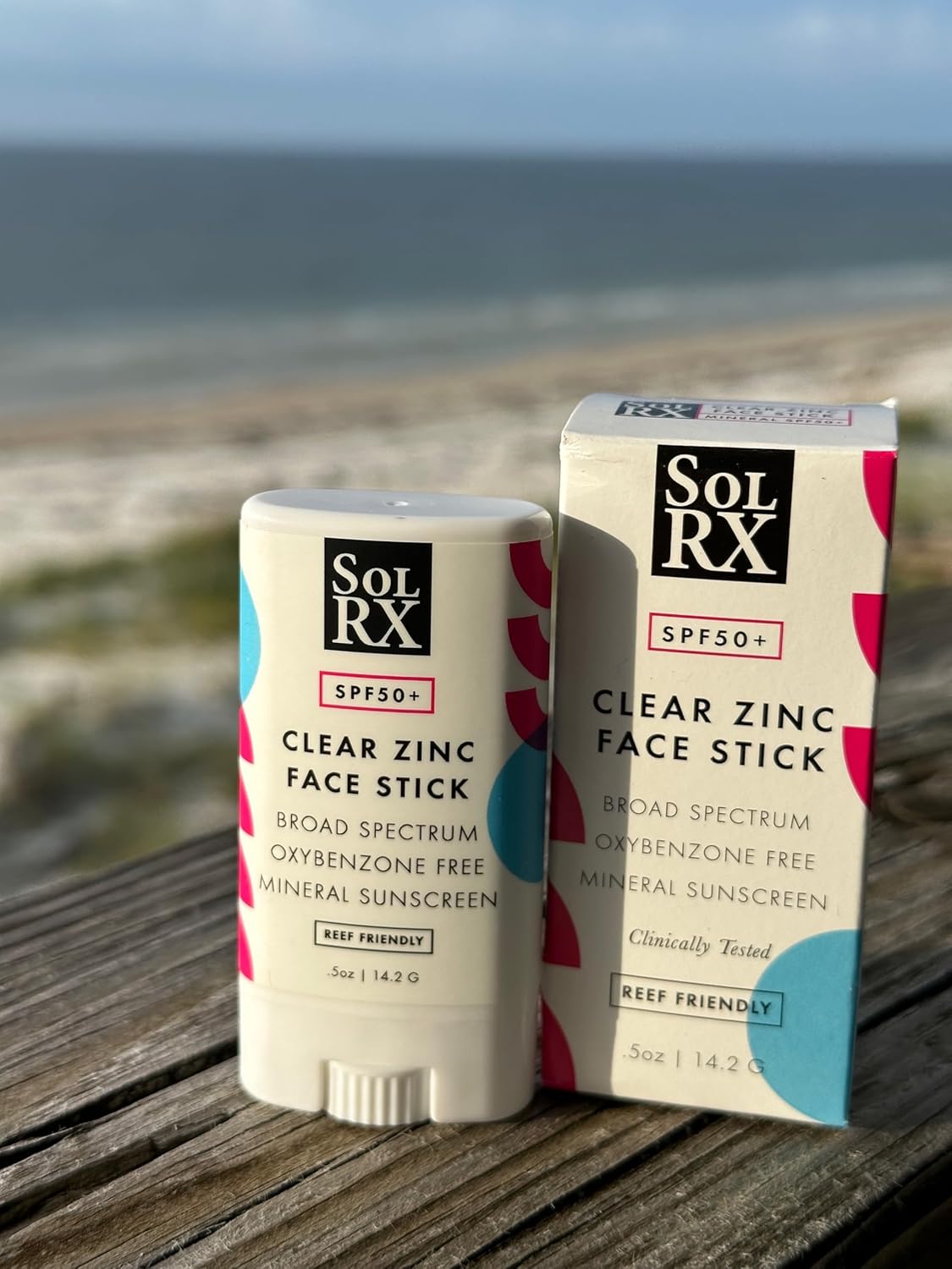 SolRX MINERAL SPF 50 Sunscreen Stick for Face - Zinc Oxide Sunsceen Stick, Clear, Non-Greasy (Pack of 2)
