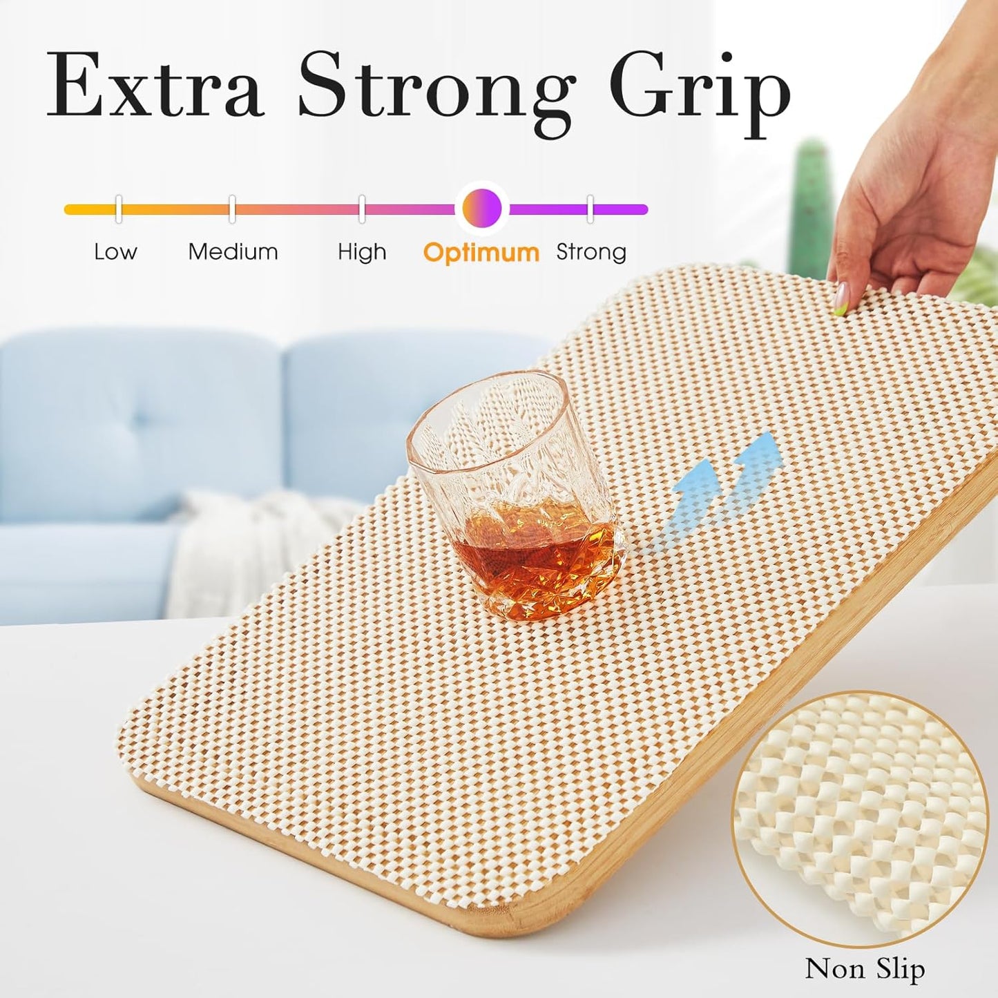 Beautysaid Shelf and Drawer Liner for Kitchen Cabinet, Non Adhesive Non Slip Shelf Paper Thickened for Dresser Pantry Shelve Bathroom Protector Liner Breathable Mat(Cream White Weave,18 in x 10 FT)