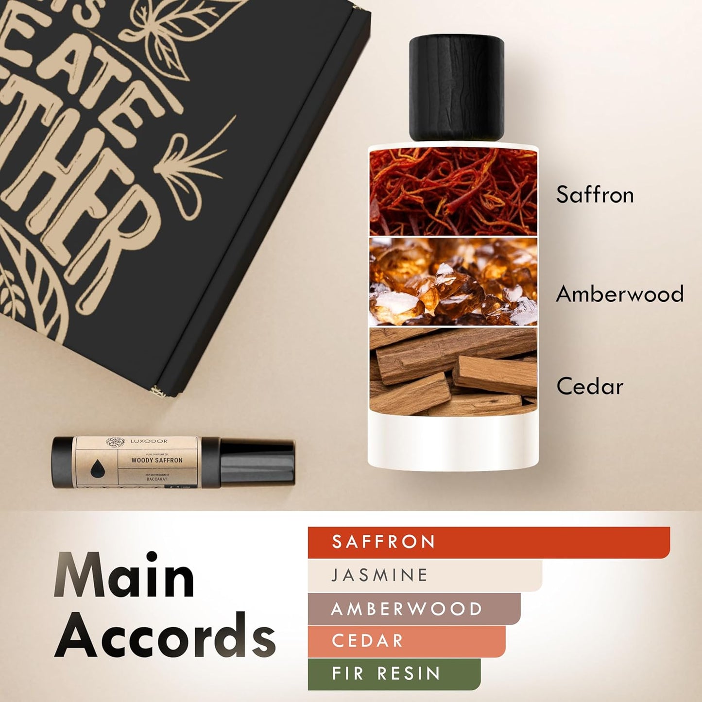 Inspired by MFK Bacarat Rouge 540 - Woody Saffron with 10 ml perfume Oil Roll-On - cologne unisex pheromone perfume – Clean ingredients fragrances – Vegan Paraben Free 3.4 fl. oz (100ml)