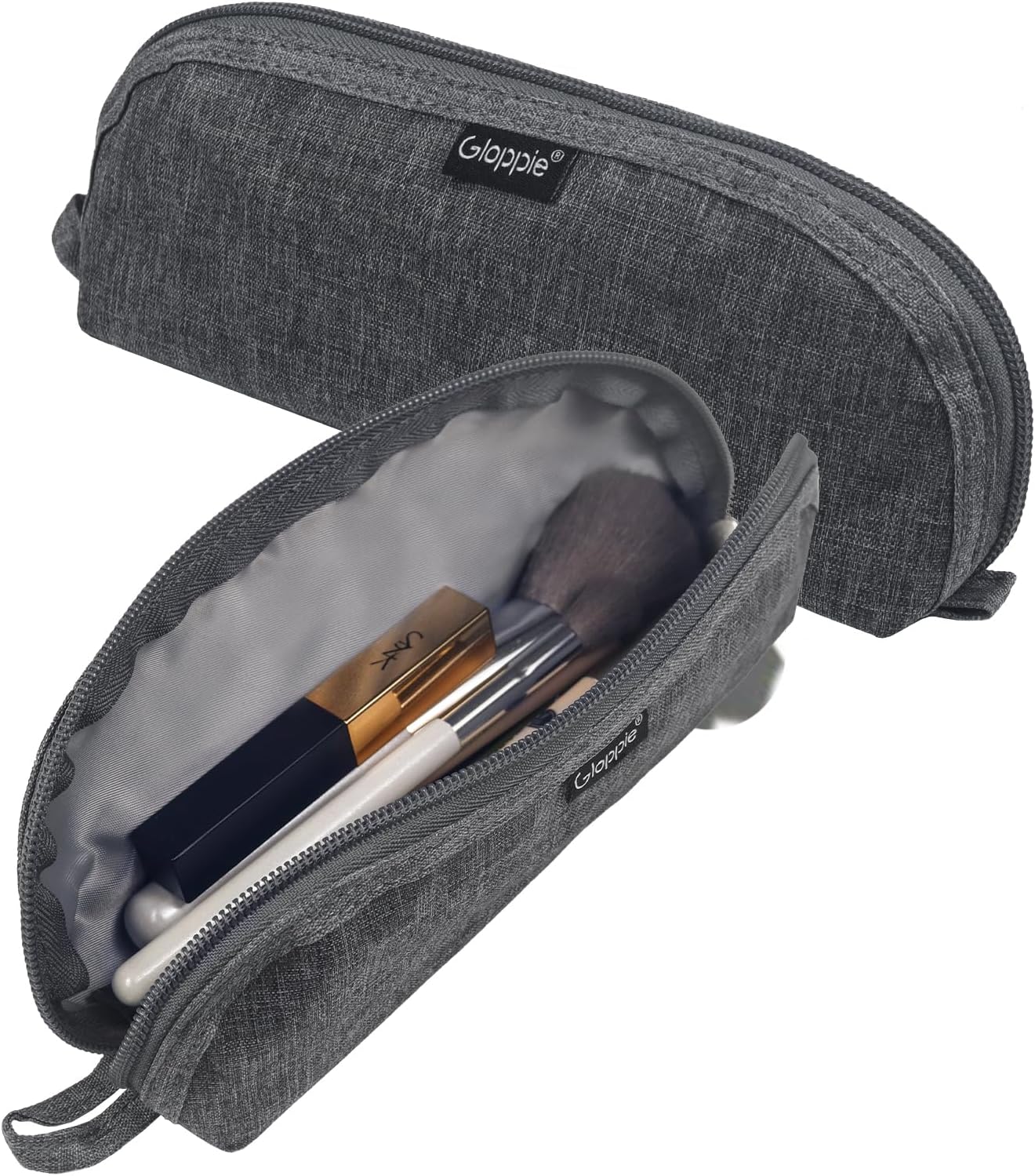 Gloppie Portable Makeup Brush Bag - Compact and Durable Small Cosmetic Case for Daily and Travel Use, Grey