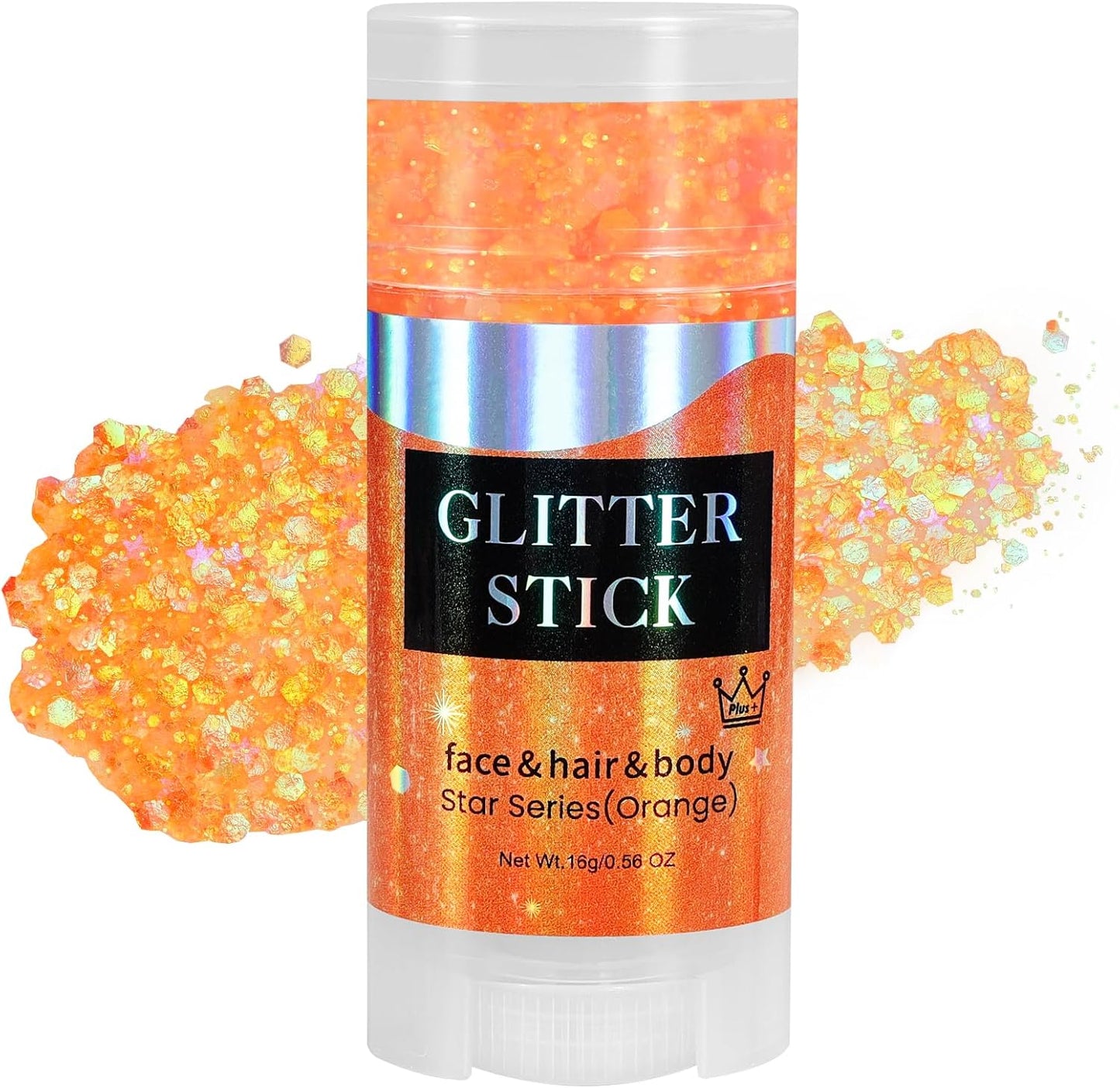 Mysense Orange Body Glitter Stick, Face Hair Glitter Gel for Kids, Festival Rave Outfit Accessories for Women, Sparkling Mermaid Sequins Chunky Glitter Makeup, 0.56oz