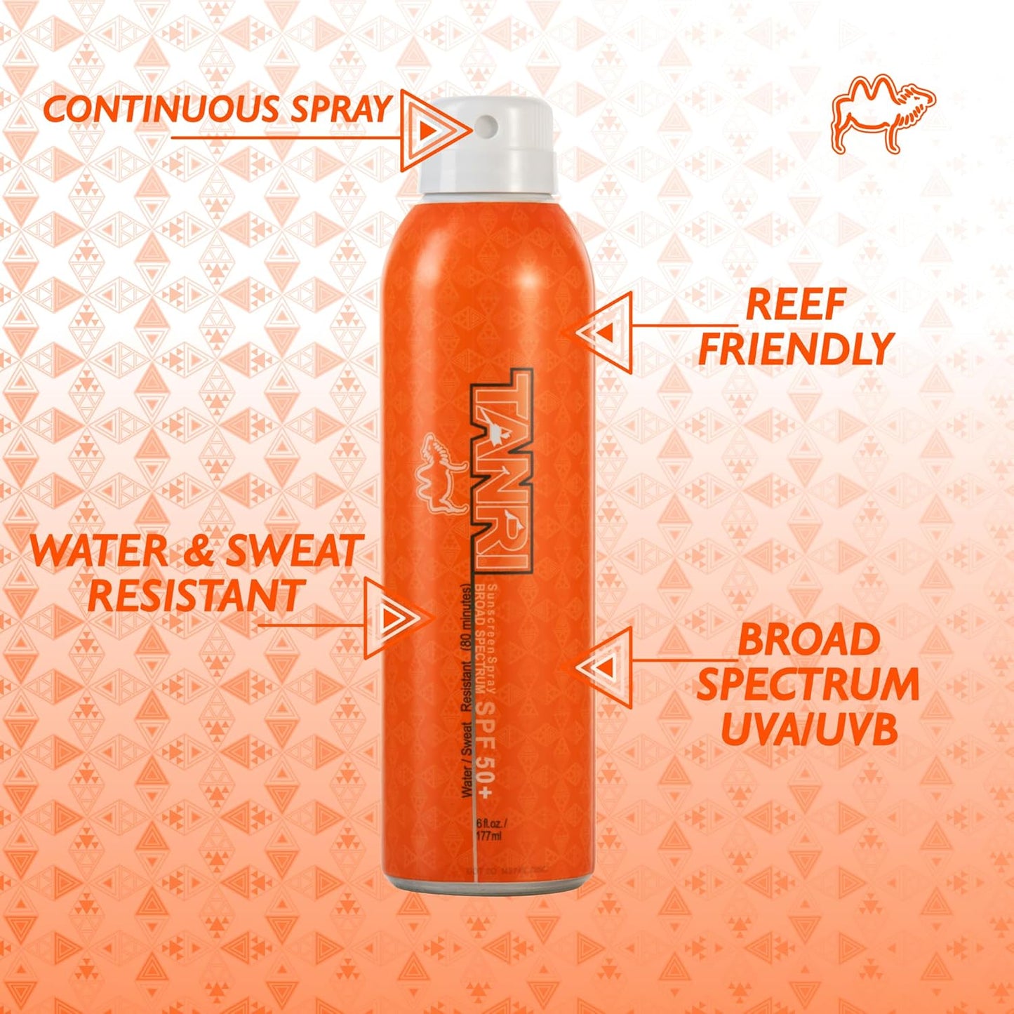 TANRI SPF50+ Aerosol Free Sunscreen Spray; Hawaii 104 Reef Act Compliant; Sunscreen Spray for Face and Body; Water & Sweat Proof; Octinoxate & Oxybenzone Free; UVA/UVB Protection; 6 fl. oz. (3-Pack)