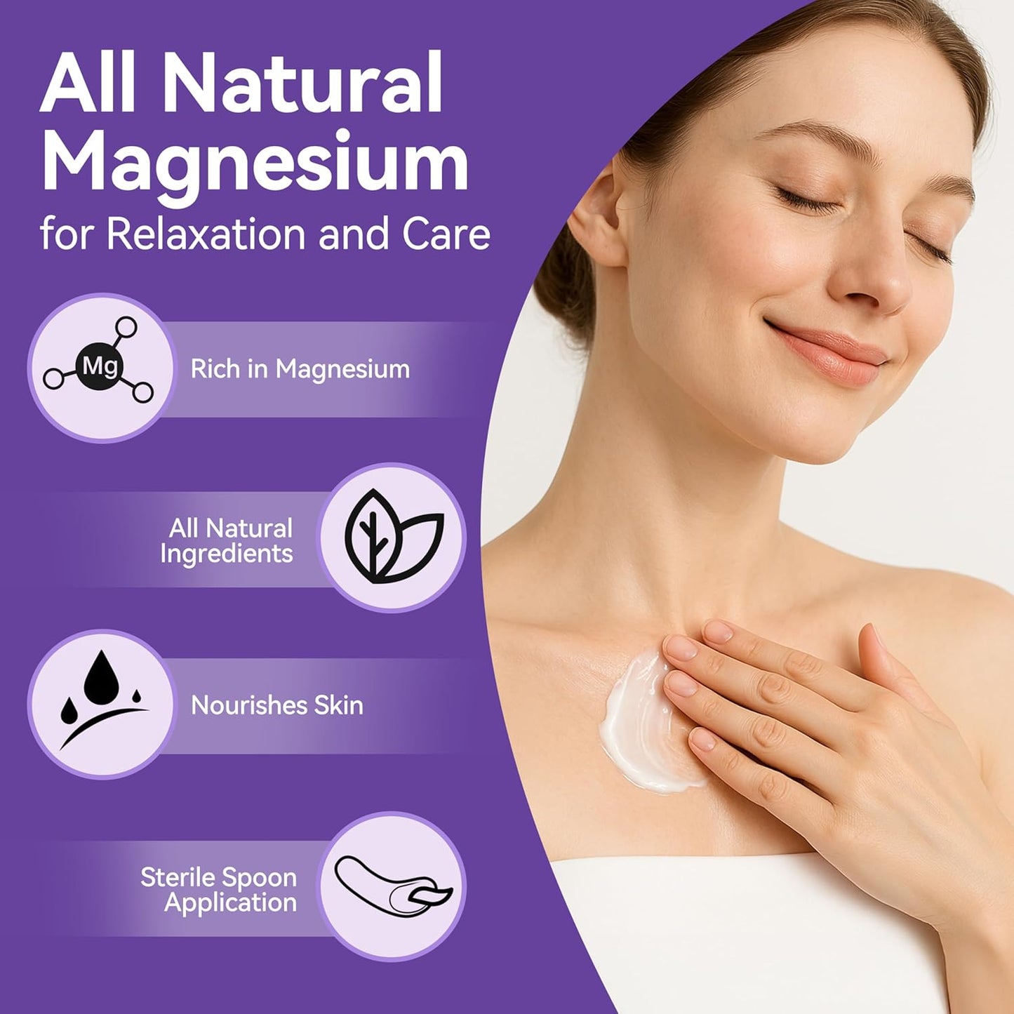 Magnesium Cream for Sleep, Topical Nighttime Magnesium Lotion for Leg, Cramps & Pain, Muscle Soothing, Magnesium Body Butter with Jojoba Oil, Shea Butter & Vitamin E, Safe for Kids (Lavender)