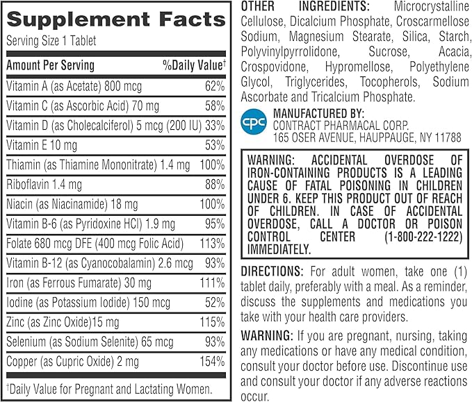 Earth's Splendor Prenatal Multivitamin: Supports a Healthy Pregnancy, Growth/Brain Development for Baby, Folic Acid, Iron, Non-GMO, MMS Clinically Studied Formulation - 6 Month Supply, 180 Tablets