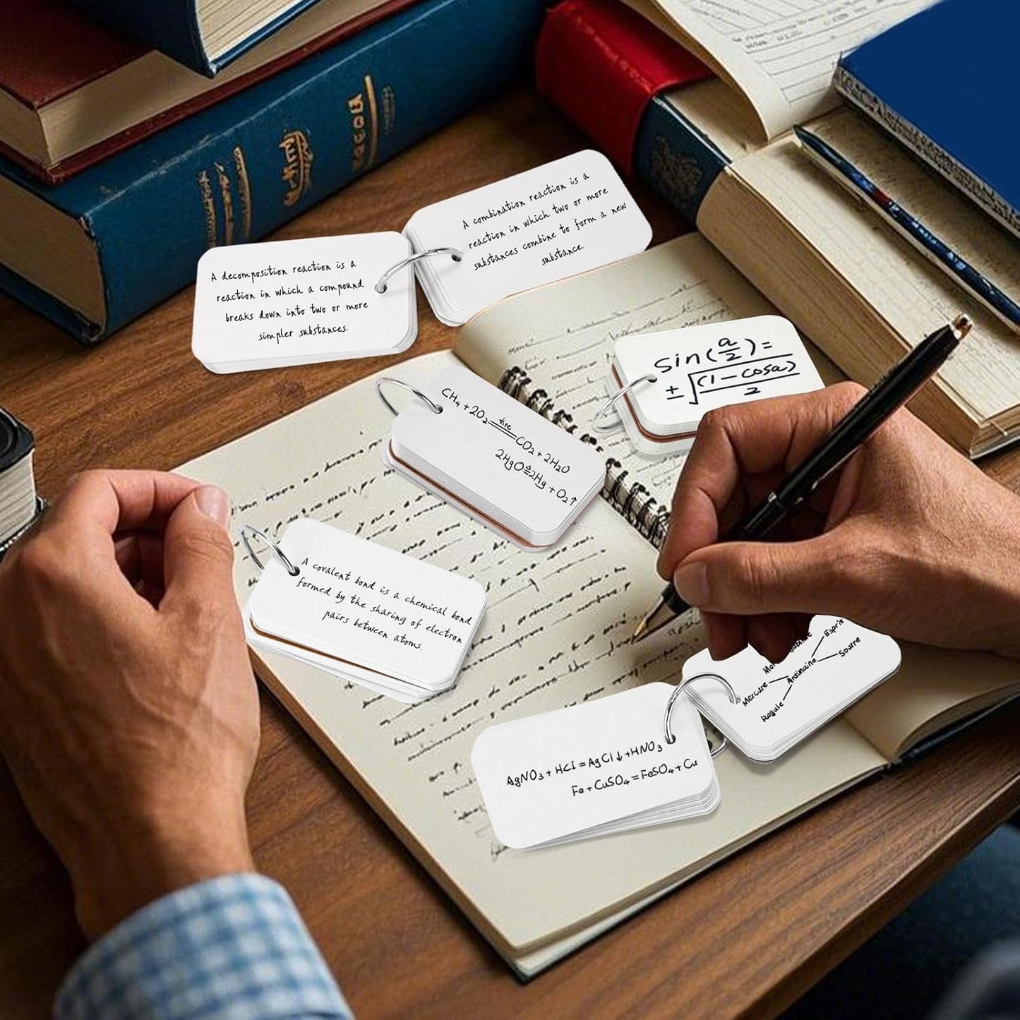 Koogel 300PCS Index Cards with Rings, 2.2 x 3.5 Inch, Small Flash Cards for Studying, Portable Blank Study Notecard for School Office Home Organization, Durable Study To Do List Note Taking Supplies