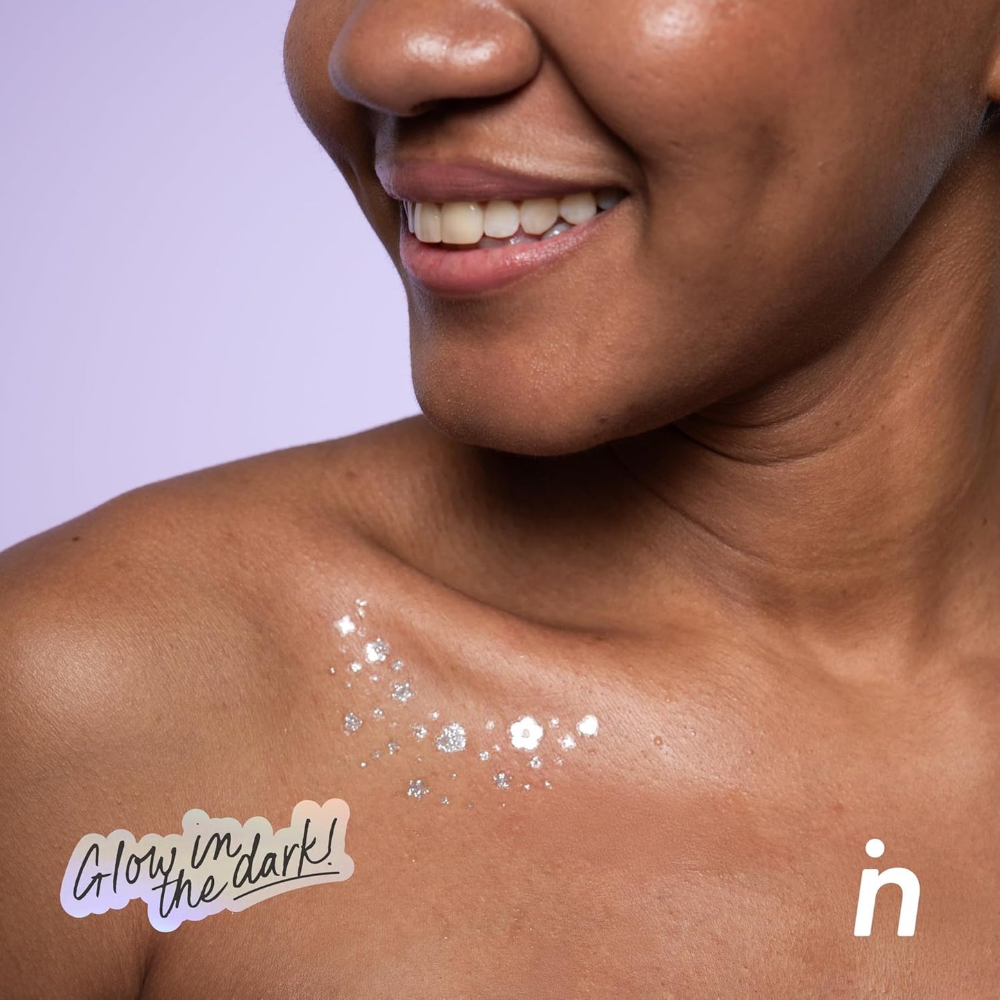 Nipskin Glow Getter Stick-On Face & Body Art Patches – Glow-in-the-Dark Stars & Hearts – Sweat-Proof, Soft on Skin – 4 Pieces