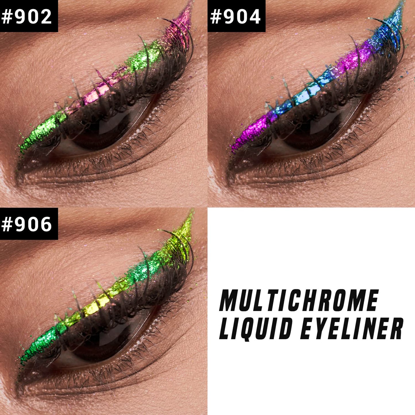 CHARMACY Chameleon Liquid Eyeliner, Liquid Glitter Eyeliner, Highly Pigmented, Metallic Intense MultiColor Shifting waterproof Eyeliner, Ultra-Fine Tip, Longwearing, Smudge-proof (#SET2-902/904/906)