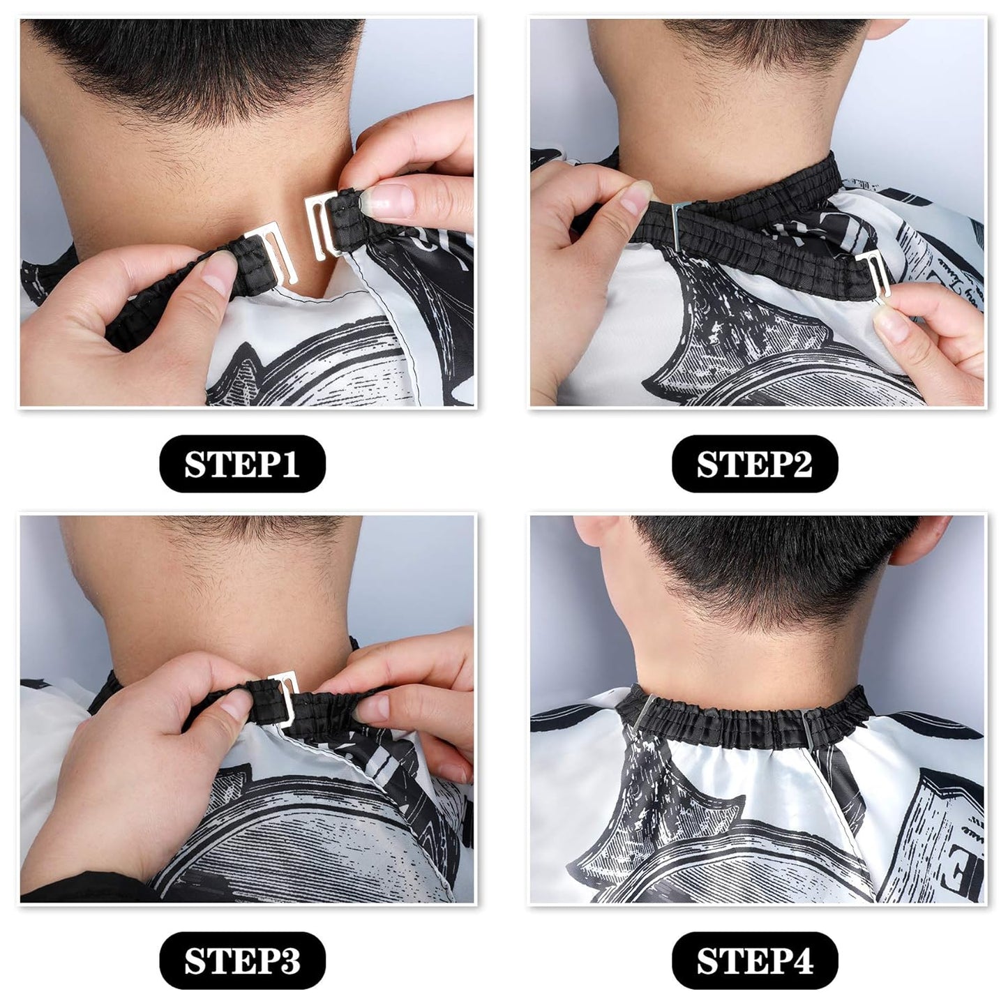 FEBSNOW Professional Hair Cutting Cape with Neck Duster Brush, Salon Barber Cape, Hair Cutting Accessories (White Floral Print)