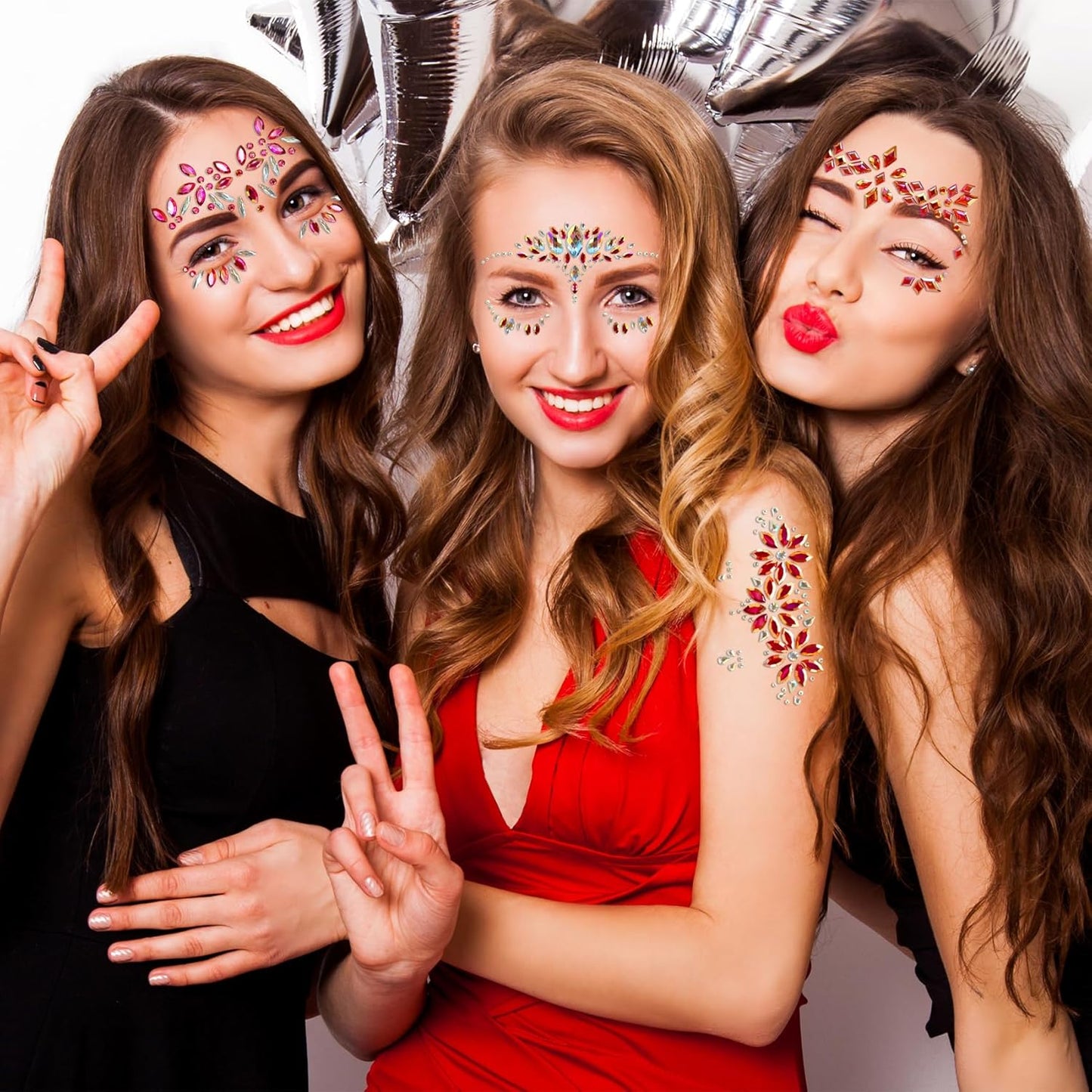 20 Sets Face Jewels - Mermaid Glitter Gems. Waterproof Temporary Tattoos for Eyes & Face. Ideal for Parties, Raves, Carnivals & Holiday Costumes - Top Rave Makeup Accessories