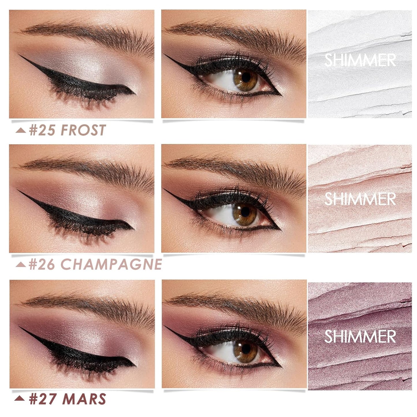 FOCALLURE 3 Pcs 2 in 1 Eyeshadow and Eyeliner Pen, Shimmer Eye Shadow Pencil, High Pigmented Eyeshadow, Highlighter Eye Liner, Multi-Dimensional eyes Look, FA38-11116-123