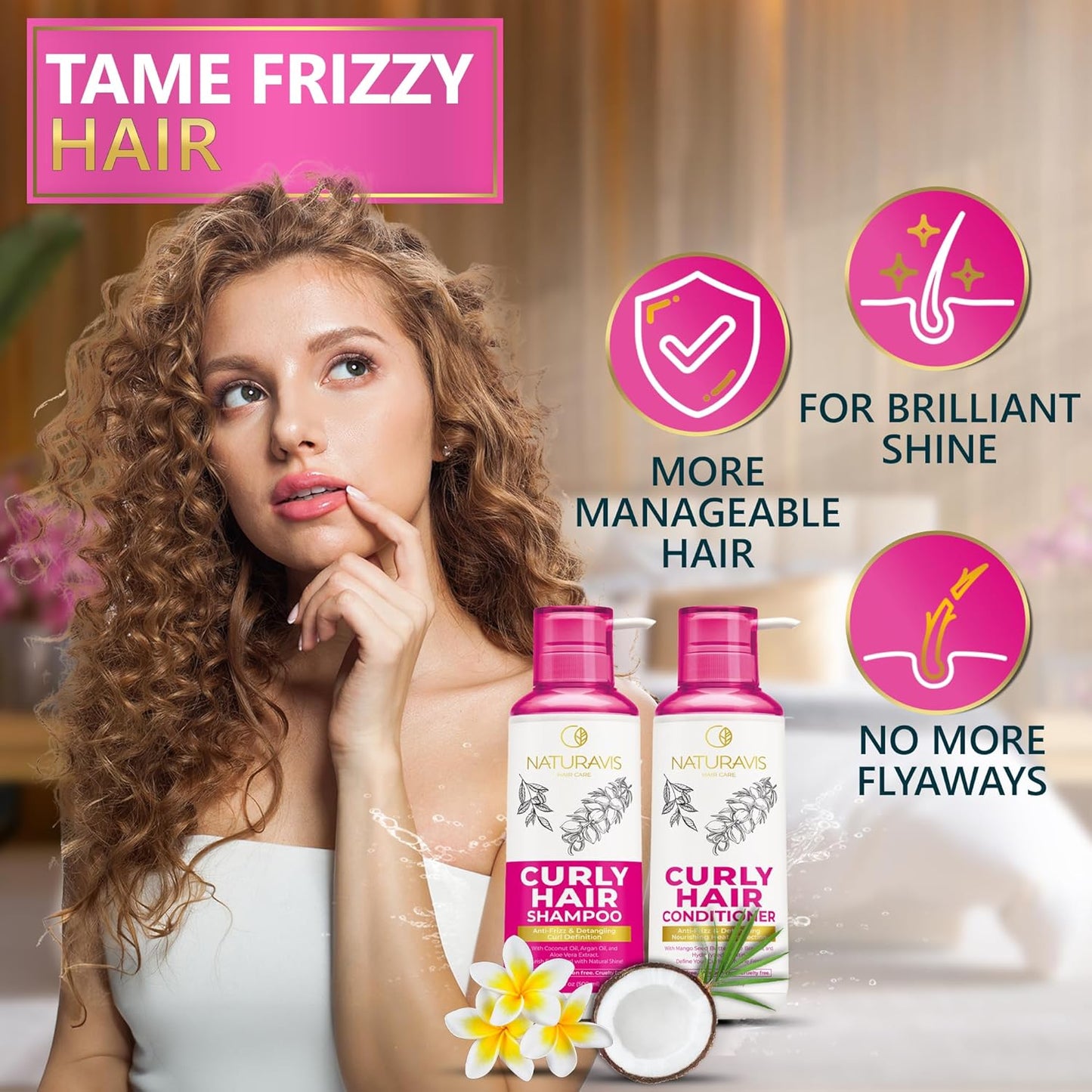 Curly Hair Shampoo and Conditioner Set - Sulfate Free for Wavy, Frizzy, Permed and Black Hair - Enhancing and Curl Defining for Women and Men - Deep Moisturizing and Hydrating Salon Grade Formula