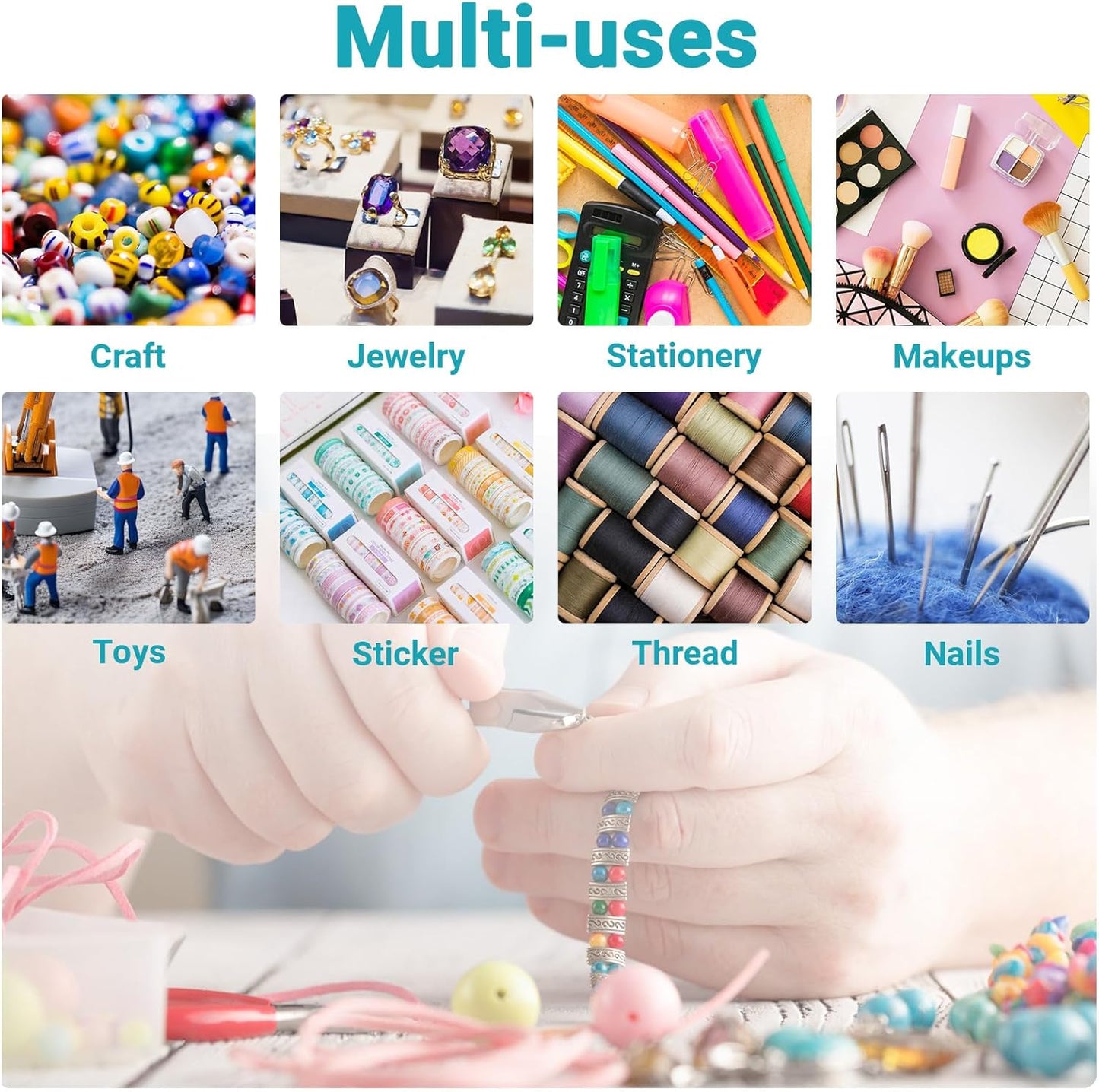 Nail Art Organizer Box, Cosics 36-Grid Orange Empty False Nail Tip Storage Box Organizing Containers for Nail Crystals, Rhinestones Nail Accessories with Adjustable Plastic Dividers