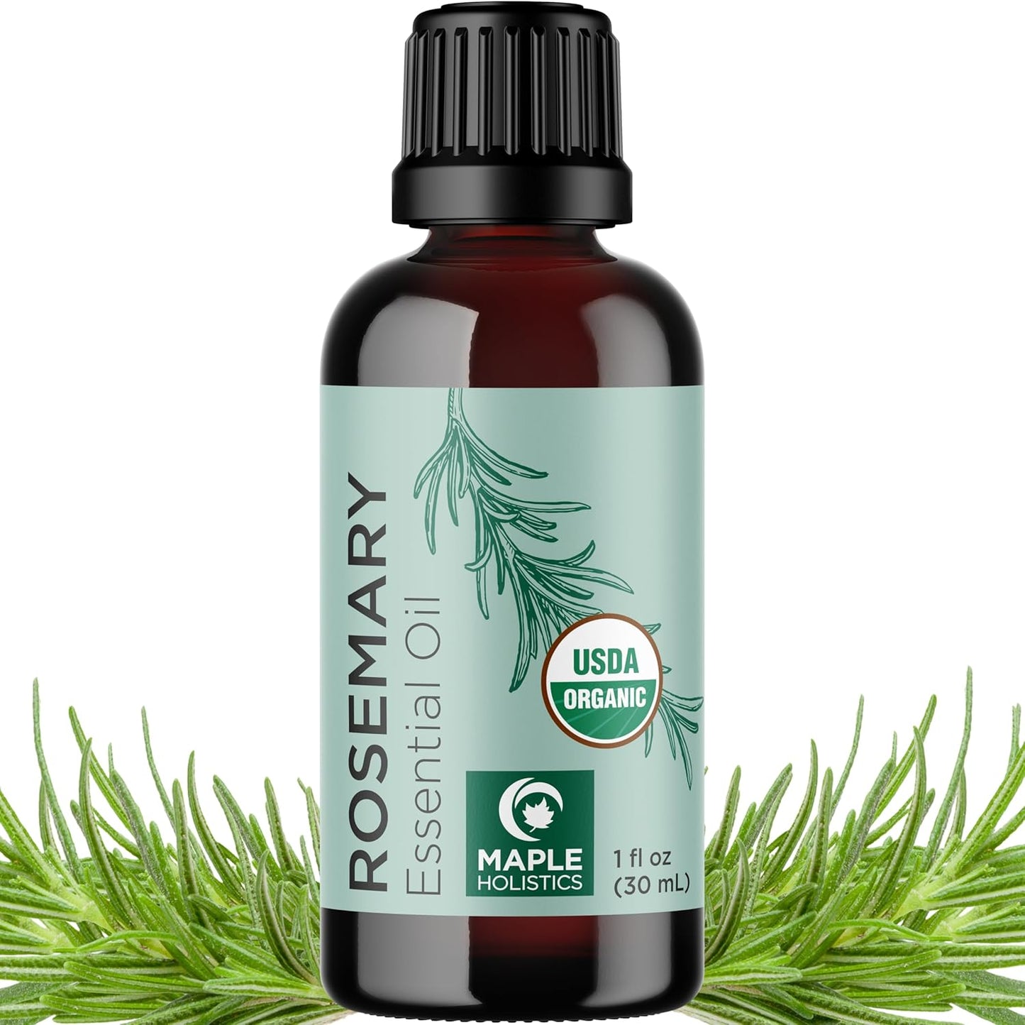 Certified Organic Rosemary Oil for Hair - Pure USDA Organic Rosemary Essential Oil for Hair Skin and Nails Plus Aromatherapy - Oil for Dry Scalp Treatment and Enhanced Volume and Shine