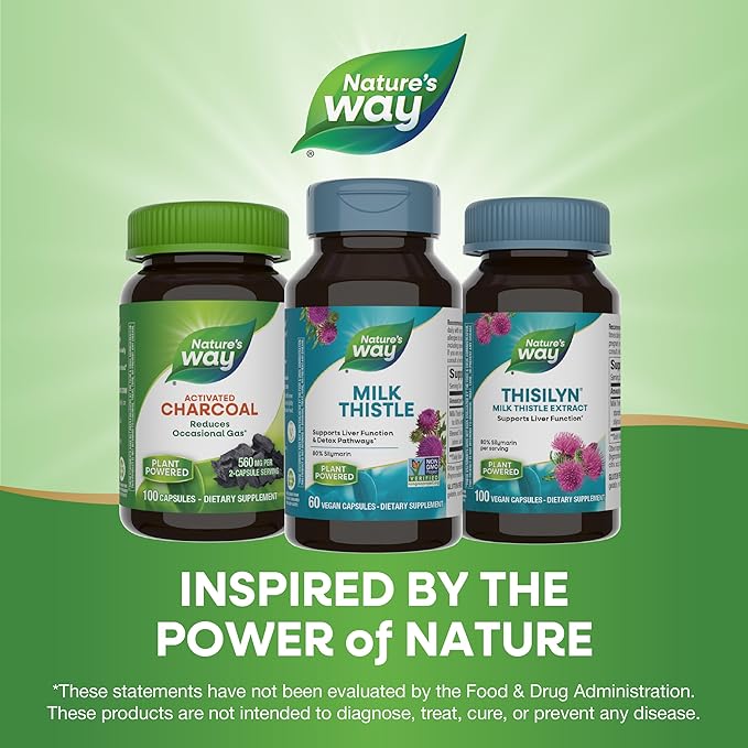 Nature's Way Milk Thistle, Supports Liver 175 mg 80% Silymarin 60 Capsules