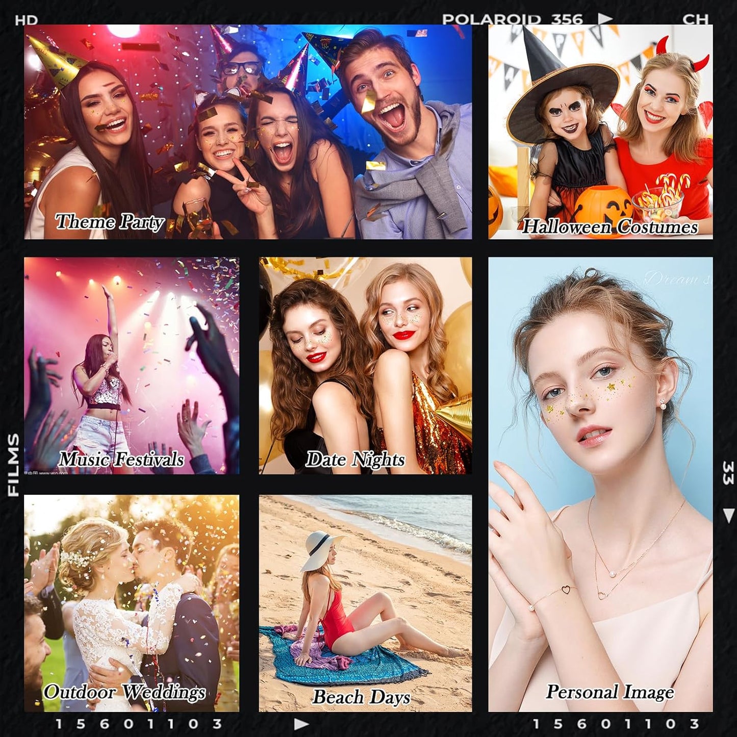 Christmas Glitter Face Tattoo,Diesetsr Body Glitter Temporary Tattoos Patches, Festival Rave Outfits for Women, Sparkle Patches for Kids, Party Christmas Festival Decorations,30 PCS