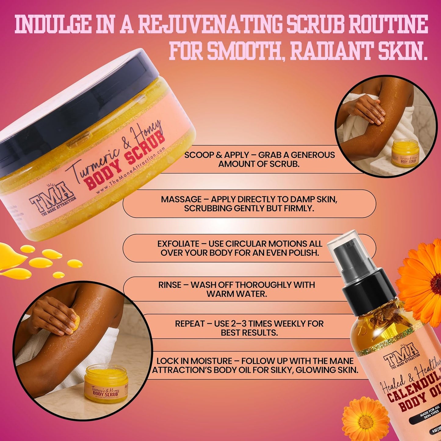 Turmeric Honey Body Scrub 8oz – Exfoliating Scrub for Dark Spots, Hyperpigmentation & Ingrown Hairs – Natural Brightening Face & Body Scrub with Tea Tree & Neem