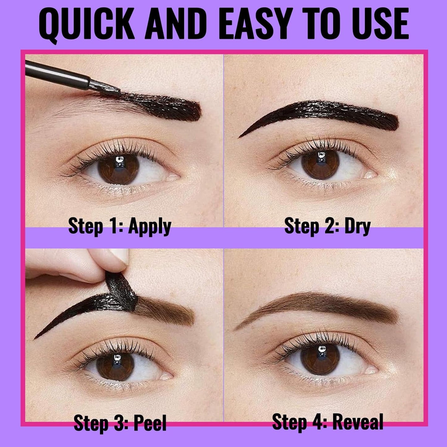 Easy Peel Off Eyebrow Gel, Tattoo Eyebrow Gel Easy Peel Off, Waterproof & Transfer-Proof Lasts Up to 3 Days Brow Color for Women, Create Fuller & Defined Looking Brows At-Home (02# Light Brown)