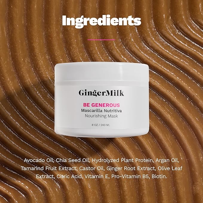 GINGER MILK - Hair Mask For Damaged & Dry Hair, Deep Conditioning, Promotes Growth (8 oz.)