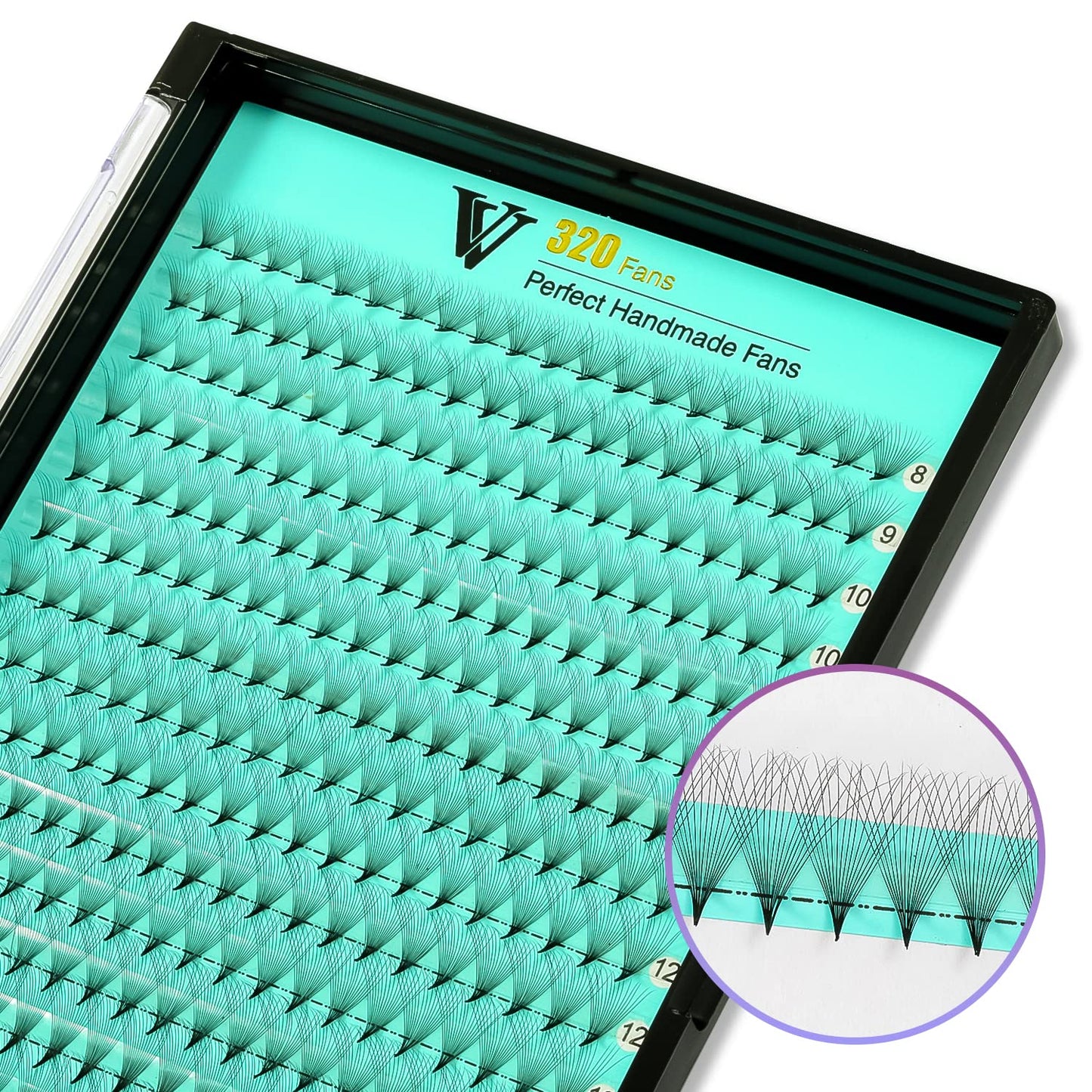 VAVALASH Premade Fans Eyelash Extensions 320 Fans 16D 20D 0.05 Thickness C/D Curl Middle Stem Heat Bonded Russian Volume Lash Extensions (320-16D-0.05-D-14mm)