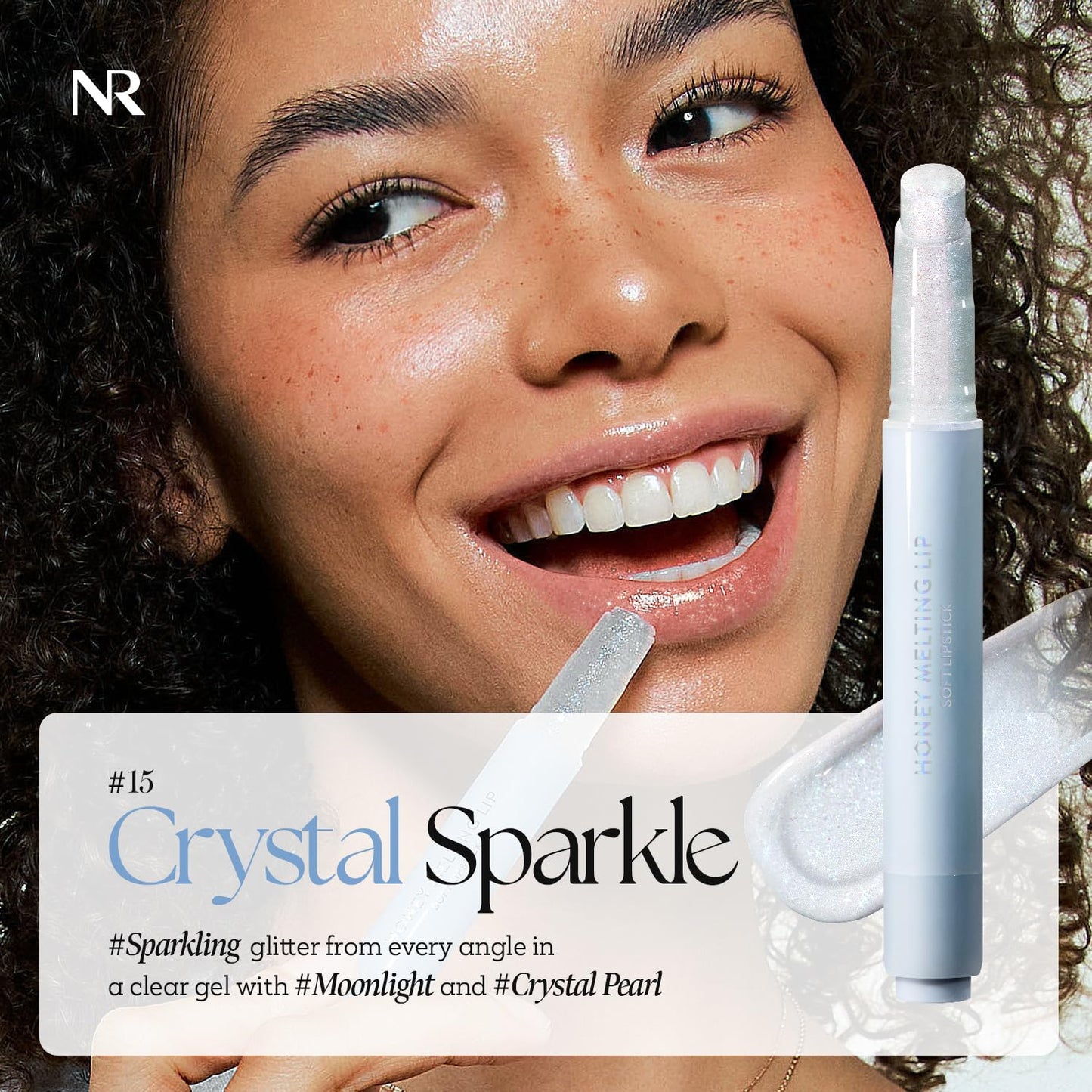 Nature Republic HONEY MELTING LIP GLITTER & PLUMPING (15 CRYSTAL SPARKLE) SOFT LIP STICK Hydrating&Moisturizing clear Gloss,Volumizing formula & Sheer tint, Shine Glimmer Finish, Stocking Stuffers