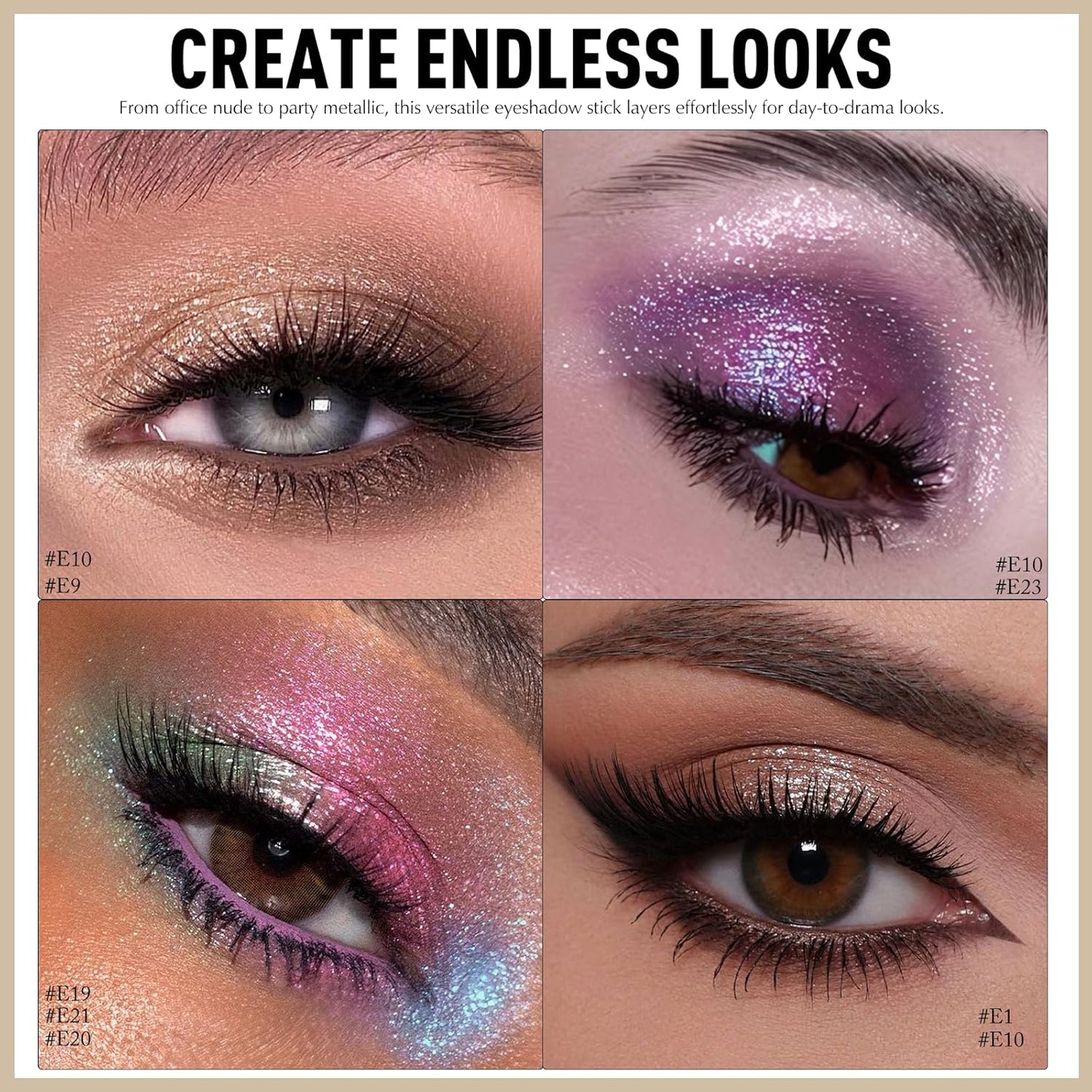 Glitter Eyeshadow Stick - Rose Shimmer Long Lasting Cream Eye Shadow Pencil Buildable Sparkling Face Highlighter Makeup, Lightweight Waterproof & Smudge Proof for Easy Application