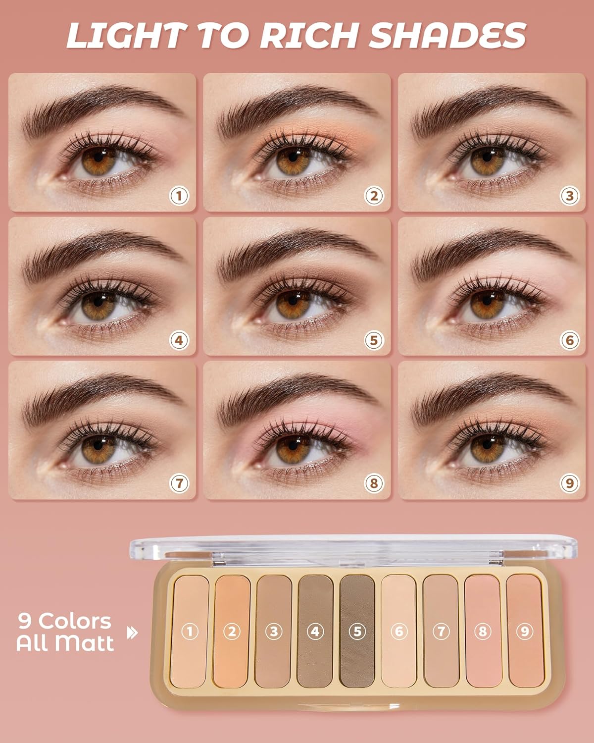 Eyeshadow Palette，Matte Naked Eyeshadow Pallet with Brush，Highly Pigmented Blendable Shades Neutral Nude Eye Shadow Makeup for Older Women，Naturing-Looking，Long-Wearing（Sweetheart）