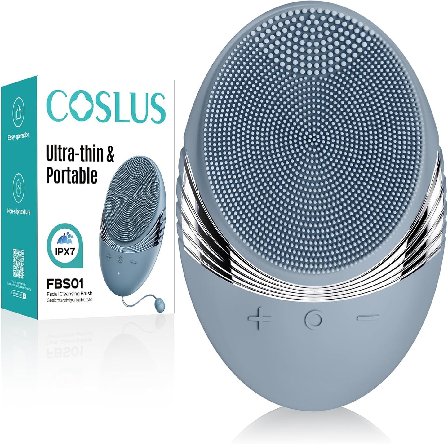 COSLUS Face Scrubber Facial Cleansing Brush: 5 Cleansing Modes Silicone Face Wash Scrubber for Men Beard Care, Sensitive Skin - Deep Cleansing & Gentle Exfoliating, Portable for Shower & Travel