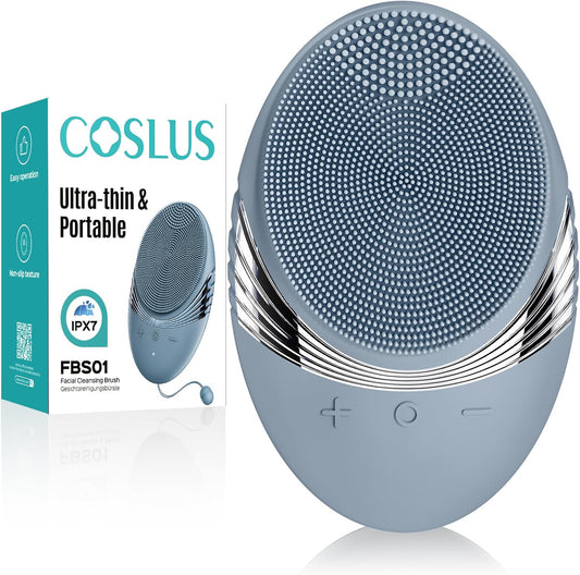 COSLUS Face Scrubber Facial Cleansing Brush: 5 Cleansing Modes Silicone Face Wash Scrubber for Men Beard Care, Sensitive Skin - Deep Cleansing & Gentle Exfoliating, Portable for Shower & Travel