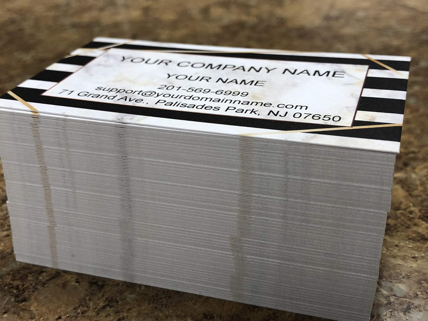 Custom Premium Business Cards 100 pcs Full color - Printed on 16pt(350gsm) or14pt (308gsm) Classic matte paper, Made in The USA (Marble Stripes)